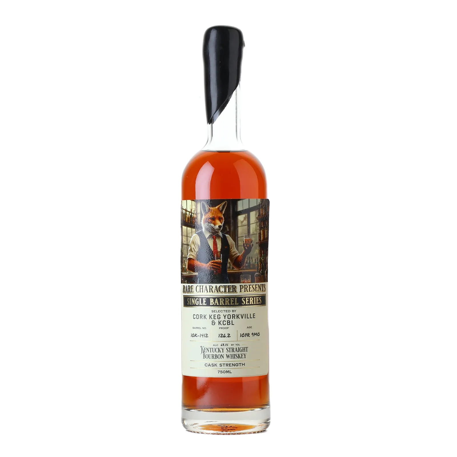 Rare Character Single Barrel Series Cork Keg Yorkville & KCBL 10 Year Old, New Charred Oak Cask, Cask #10K-1412, 2014, Rare Character, 63.1% whisky bottle