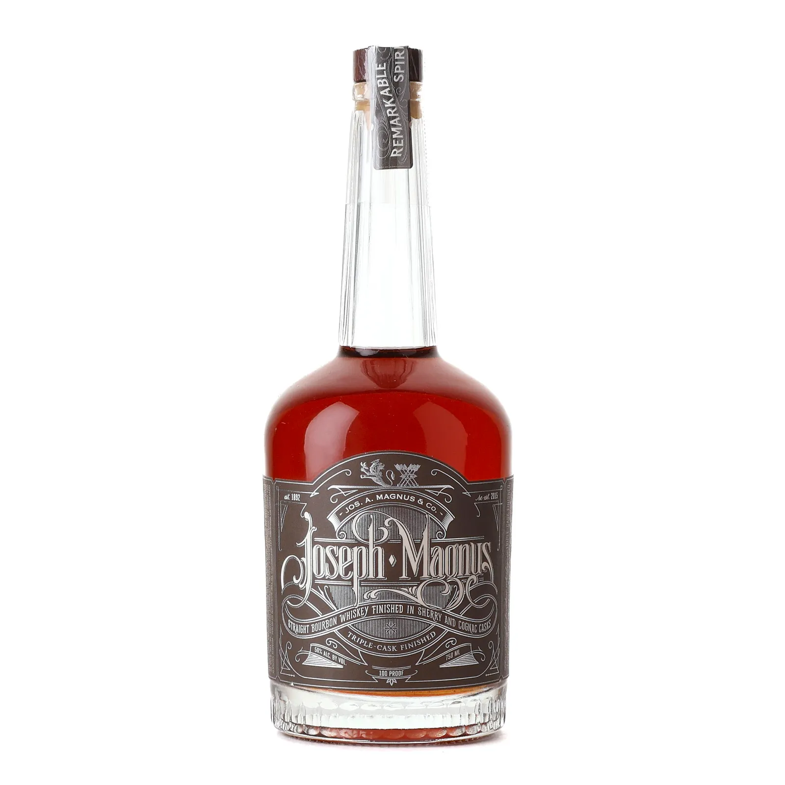 Joseph A. Magnus Triple Cask Straight Bourbon Whiskey, Cognac & Sherry Cask, Batch No. 395, 50% whisky bottle