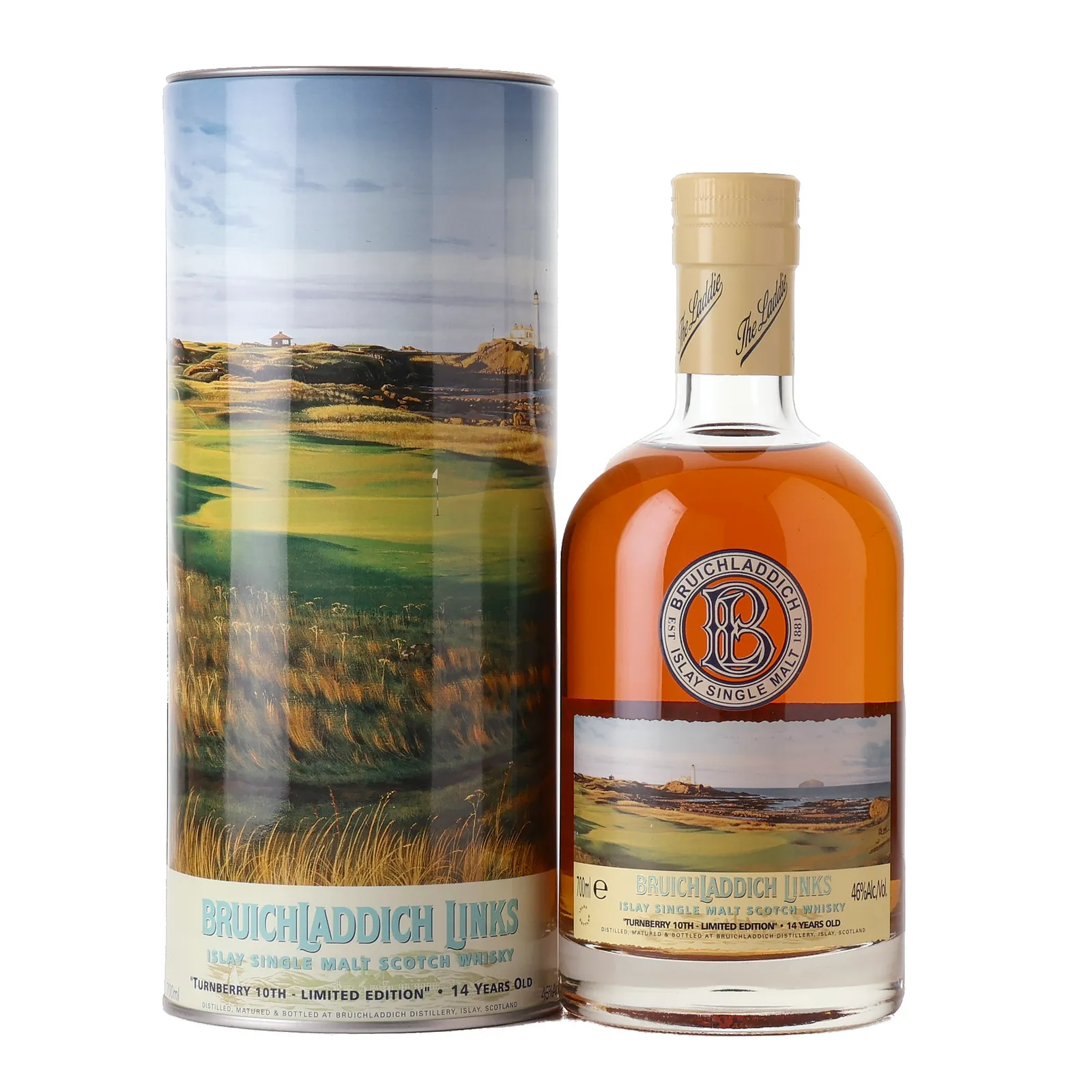 Bruichladdich Links Turnberry 10th 14 Year Old, American Oak Cask, 2019, 46% whisky bottle