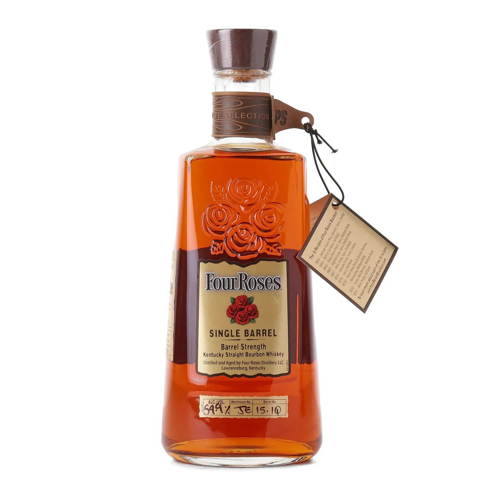 Four Roses Barrel Strength OBSQ 10 Year Old, New Charred Oak Cask, Cask #15-1Q, Batch No. JE 15-1Q (Tier 1), 2020, 54.9% whisky bottle