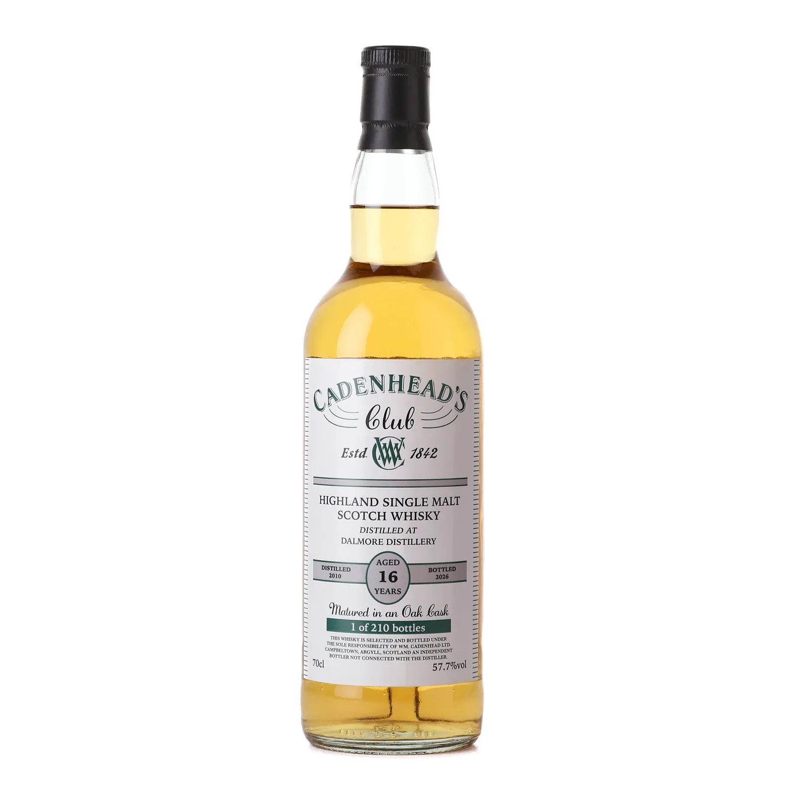 Dalmore 16 Year Old, Bourbon Cask, 2010, Cadenhead's, 57.7% whisky bottle