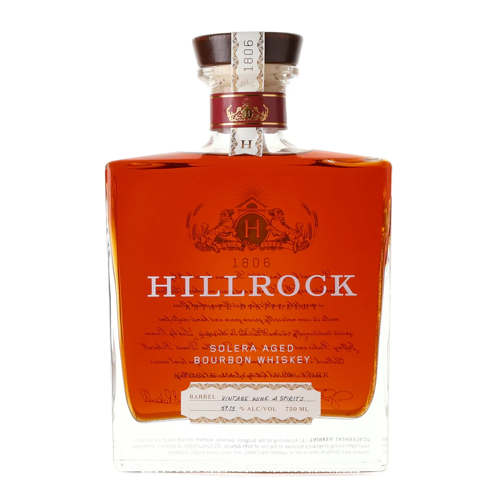 Hillrock Solera Aged Bourbon Vintage Wine & Spirits Private Barrel Selection, American Oak & Oloroso Sherry Cask, 59.1% whisky bottle