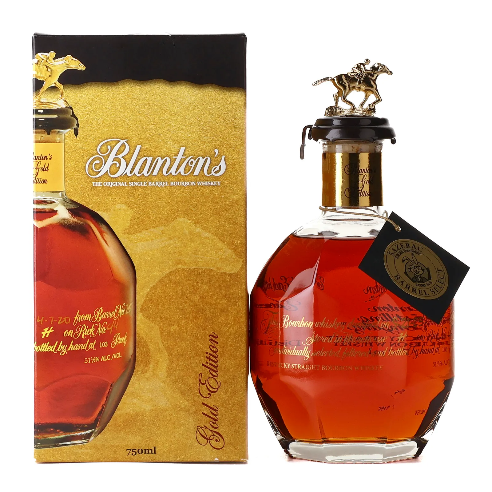 Blanton's Gold Edition, New Charred Oak Cask, Cask #615, Letter L, 51.5% whisky bottle