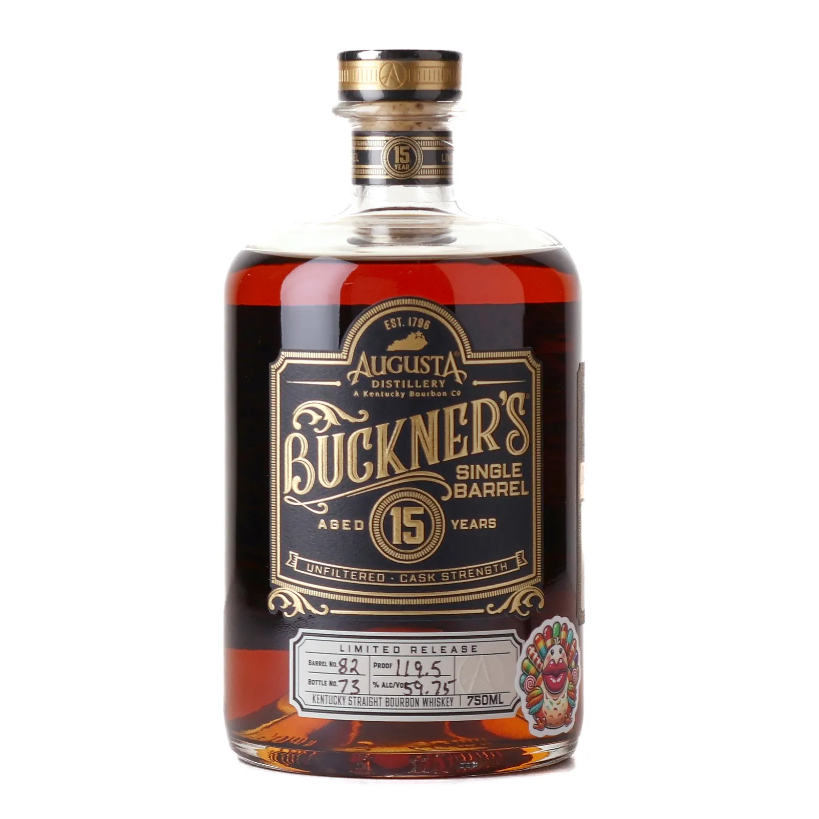Augusta Distillery Buckner's Single Barrel 15 Year Old, Cask #82, 2025, 59.75% whisky bottle
