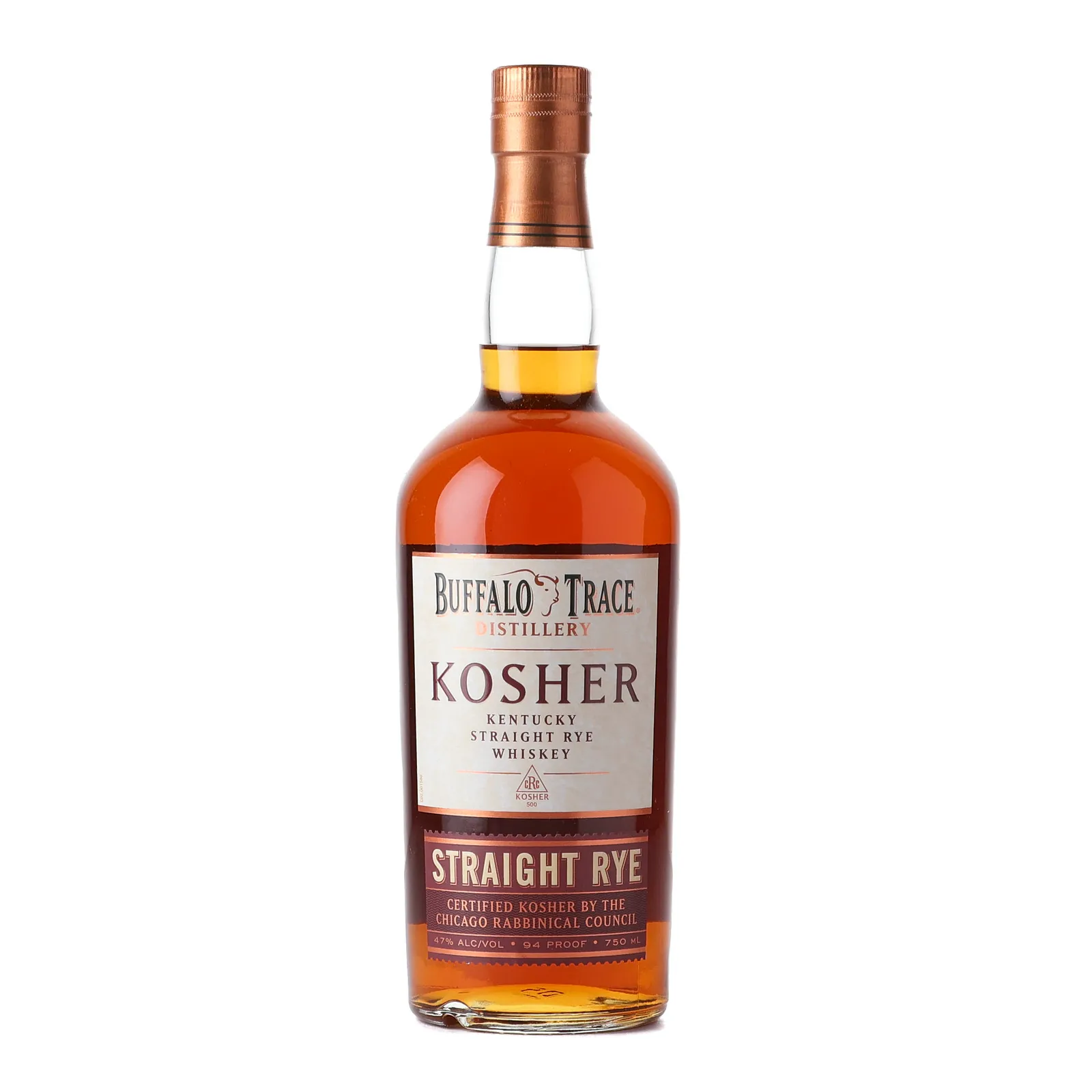 Buffalo Trace Kosher Straight Rye 7 Year Old, 2020, 47% whisky bottle