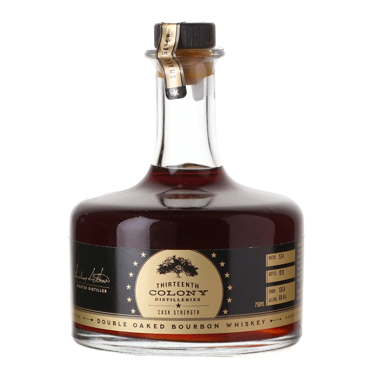 Thirteenth Colony Double Oaked Cask Strength Bourbon, Batch No. 524, 68.4% whisky bottle