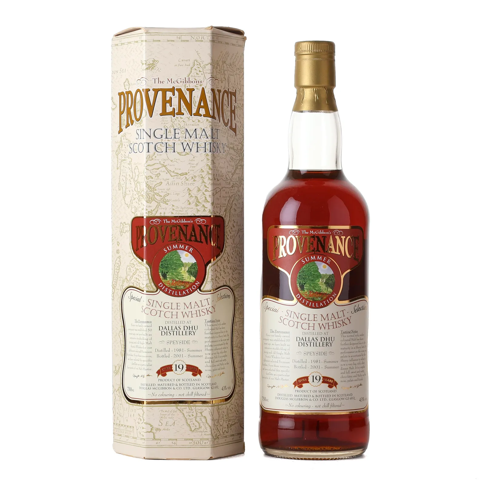 Dallas Dhu Provenance 19 Year Old, Sherry Cask, Cask #DL-2749, 1981, Douglas McGibbon, 43% whisky bottle