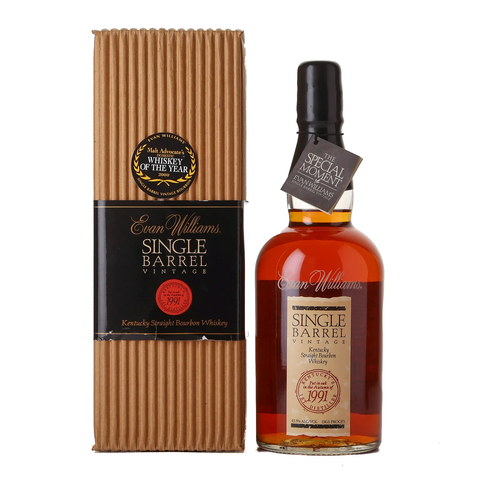 Evan Williams Single Barrel Vintage Bourbon, 1991, 43.3% whisky bottle
