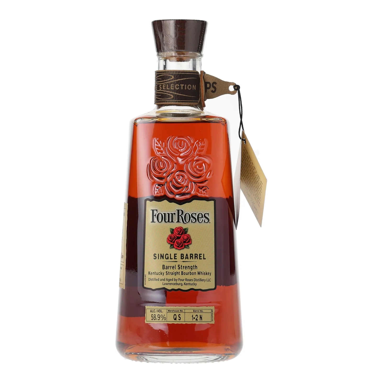 Four Roses Barrel Strength OBSK 9 Year Old, New Charred Oak Cask, Cask #1-2N, Batch No. QS 1-2N (Tier 2), 58.9% whisky bottle