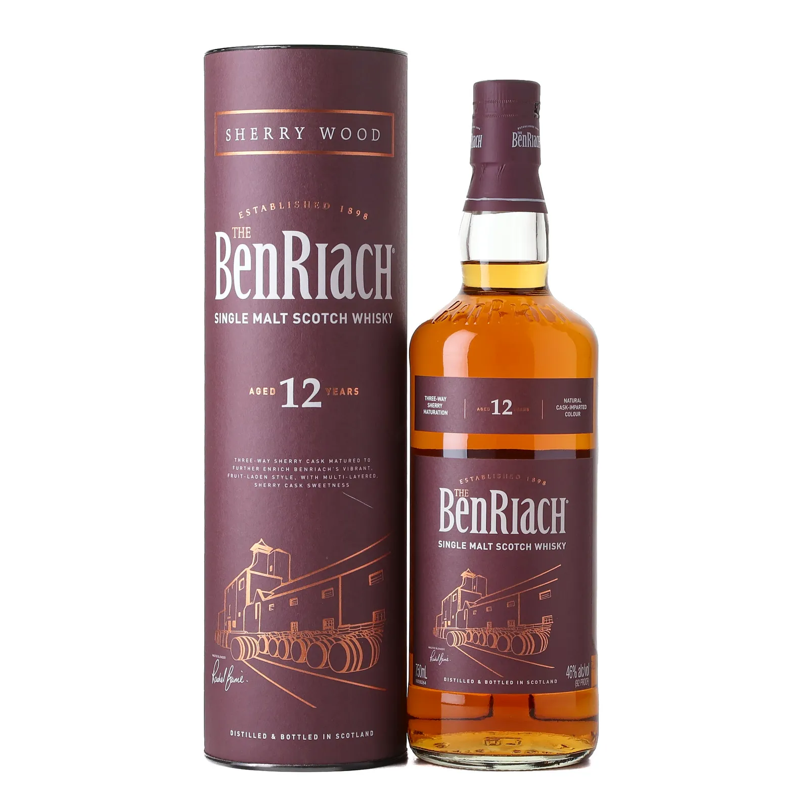 BenRiach Sherry Wood 12 Year Old, Sherry Cask, 2018, 46% whisky bottle