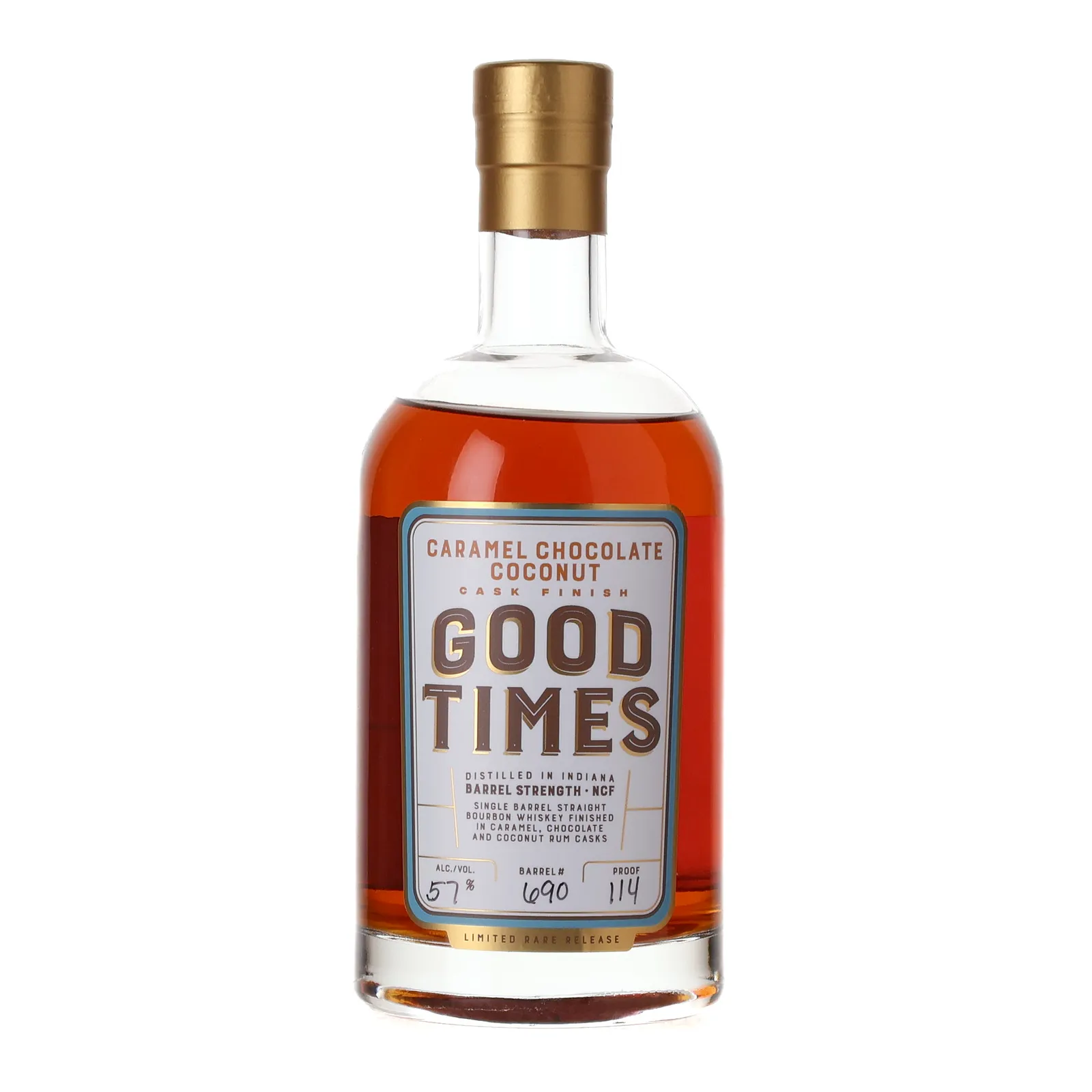 Good Times Caramel Chocolate Coconut Cask Finish, Caramel, Chocolate & Coconut Rum Cask, Cask #690, 57% whisky bottle