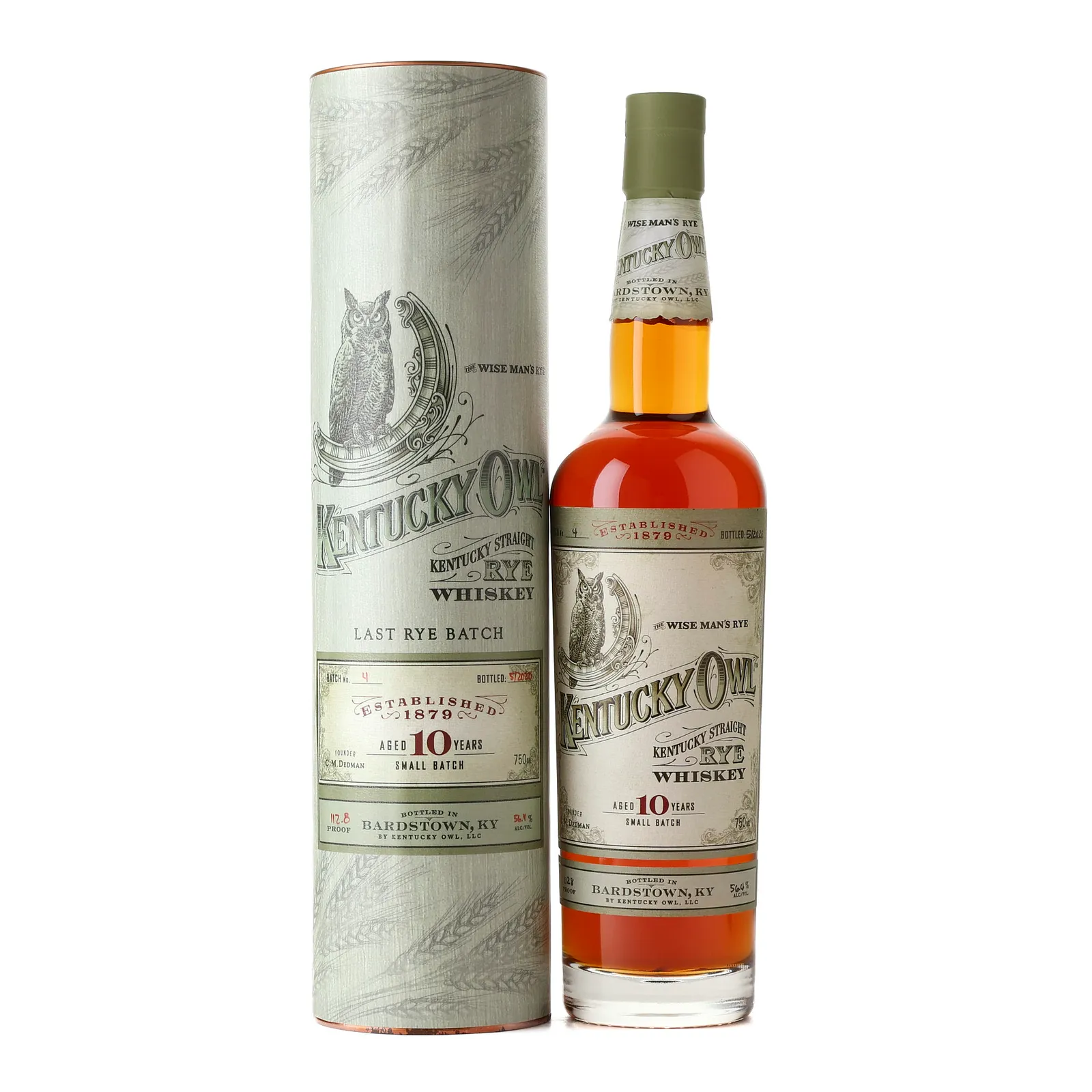 Kentucky Owl Small Batch No. Rye 10 Year Old, Batch No. 4, 2020, 56.4% whisky bottle
