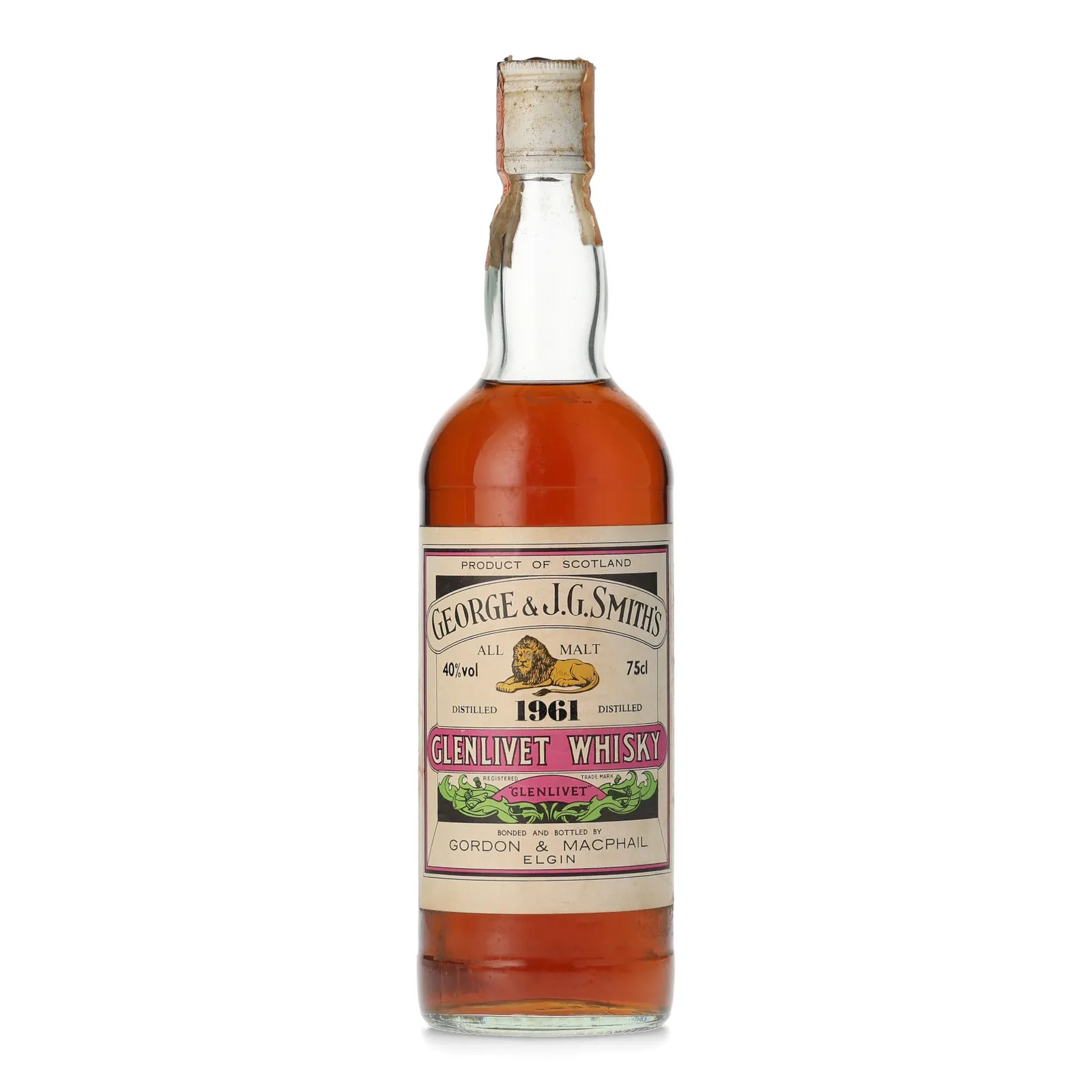 Glenlivet George & J.G. Smith's 25 Year Old, Sherry Cask, 1961, Gordon & MacPhail, 40% whisky bottle