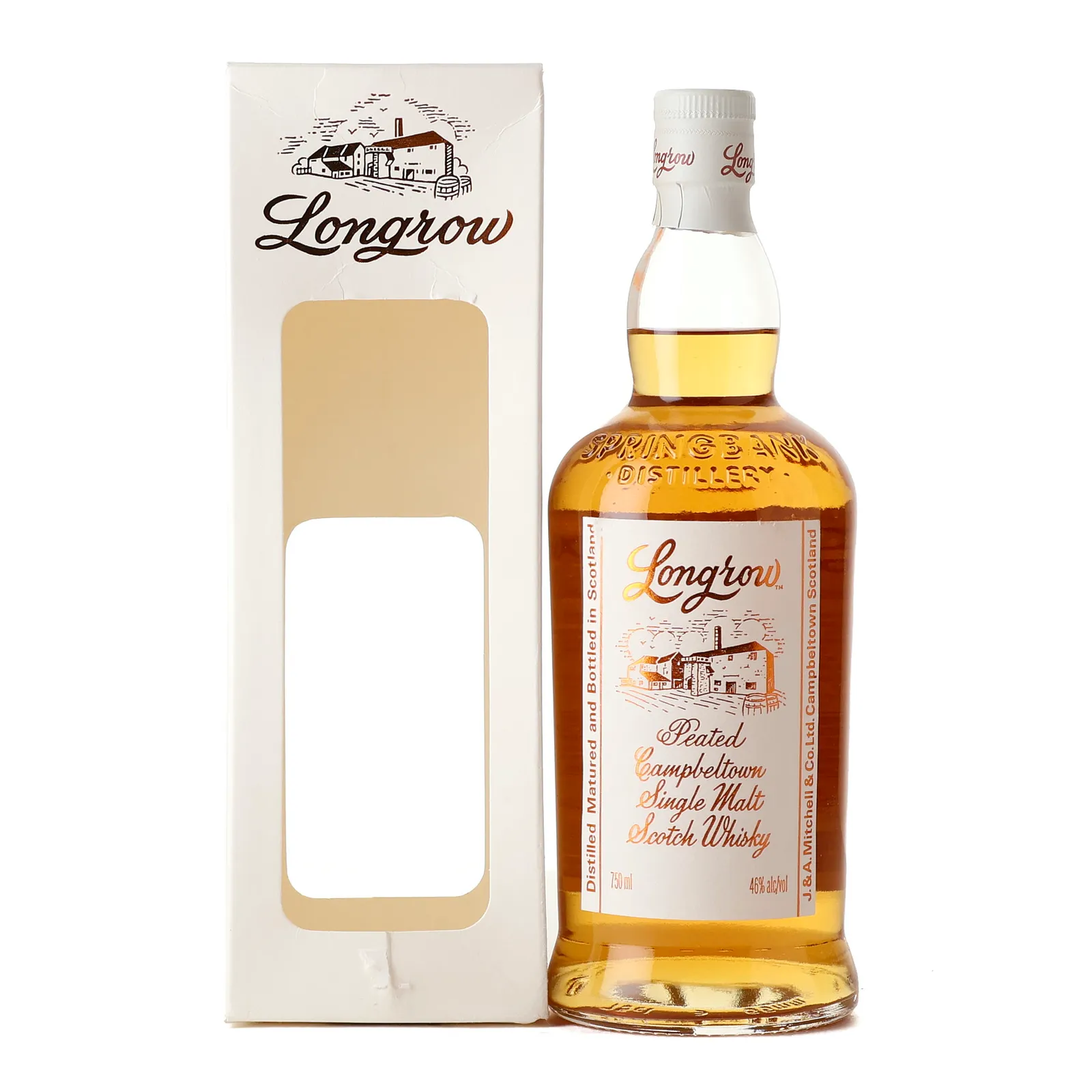 Longrow Peated, 46% whisky bottle