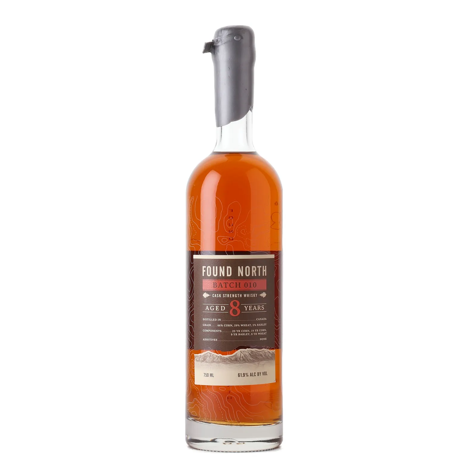 Found North 8 Year Old, Batch No. 010, 61.9% whisky bottle