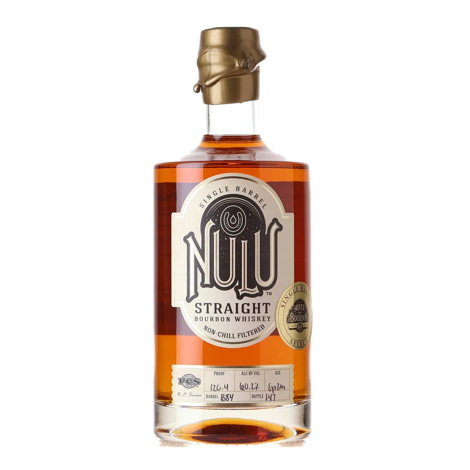 Nulu Justin's House of Bourbon Single Barrel 5 Year Old, Bourbon Cask, Cask #B84, Prohibition Craft Spirits, 60.2% whisky bottle