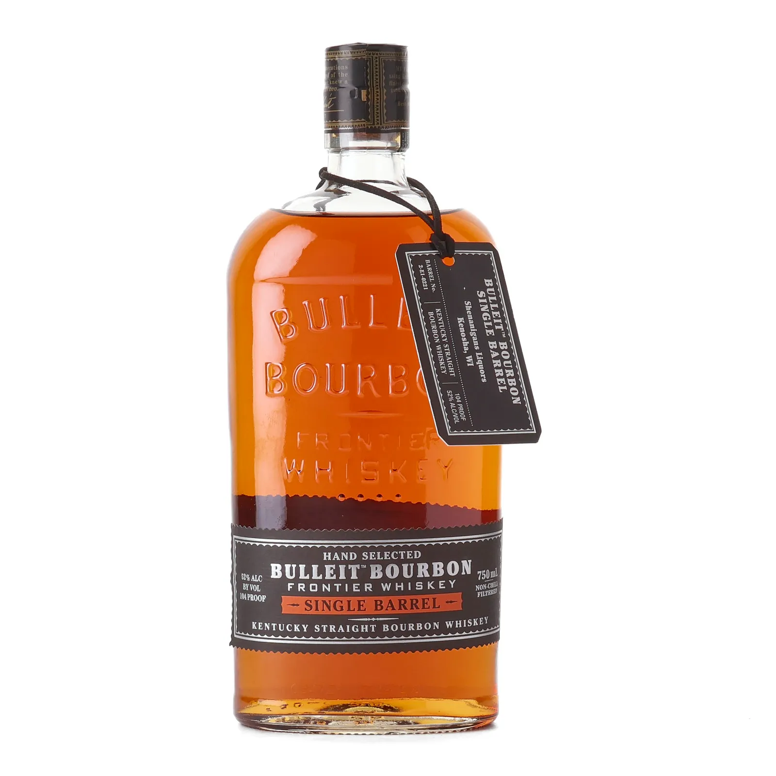 Bulleit Single Barrel 'Shenanigans Liquors', Cask #2-E1-0221, 52% whisky bottle
