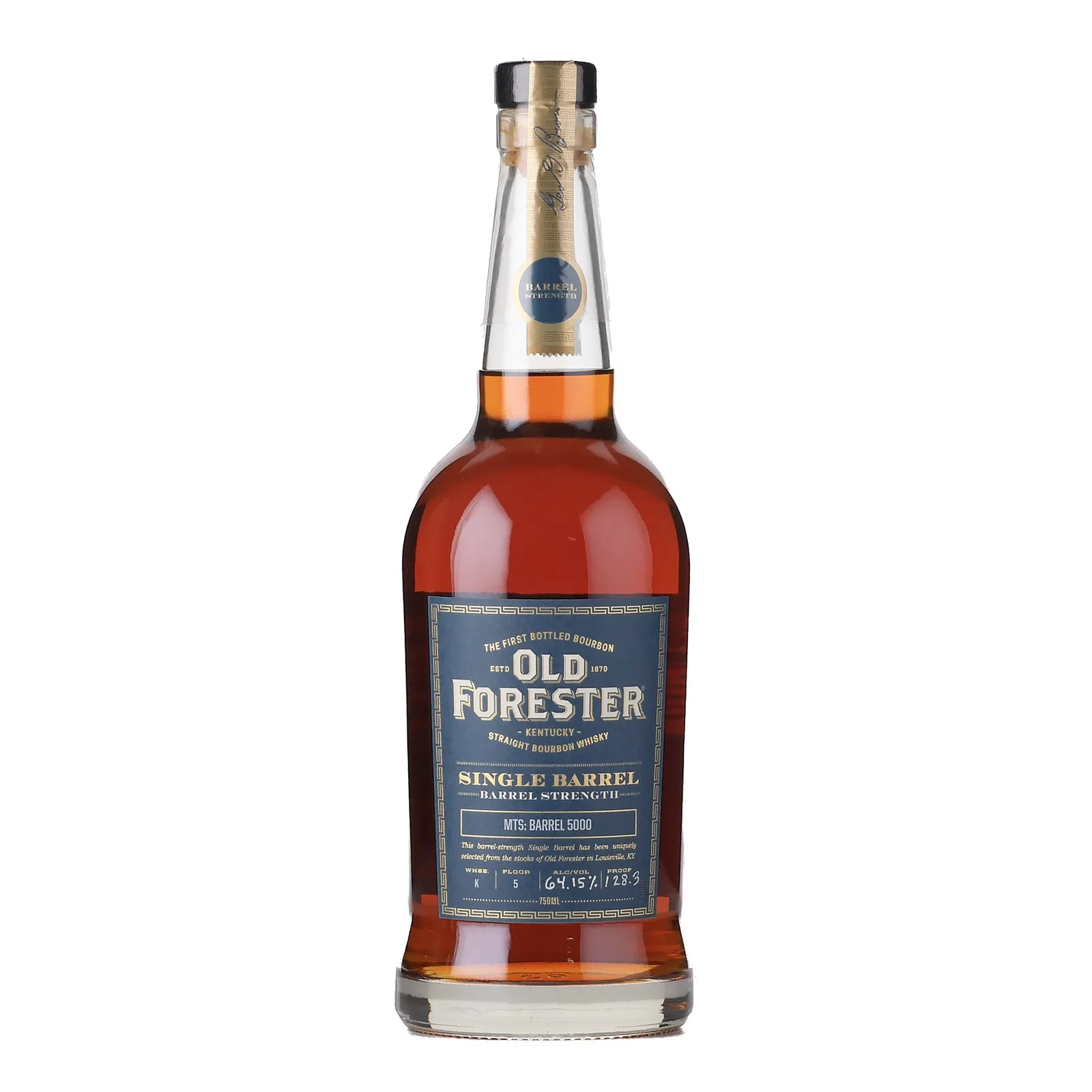 Old Forester Single Barrel Barrel Strength MTS: Barrel 5000, 64.2% whisky bottle