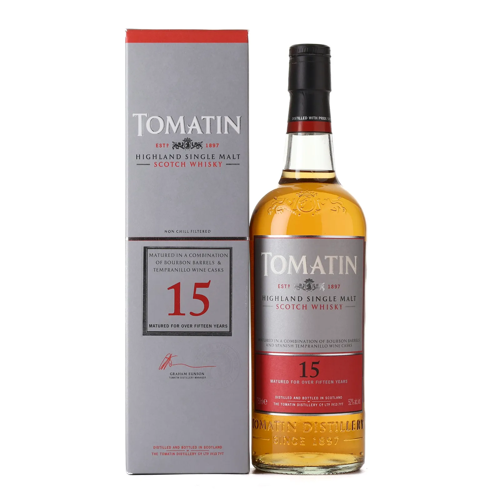 Tomatin Bourbon & Tempranillo Cask #15 Year Old, 52% whisky bottle
