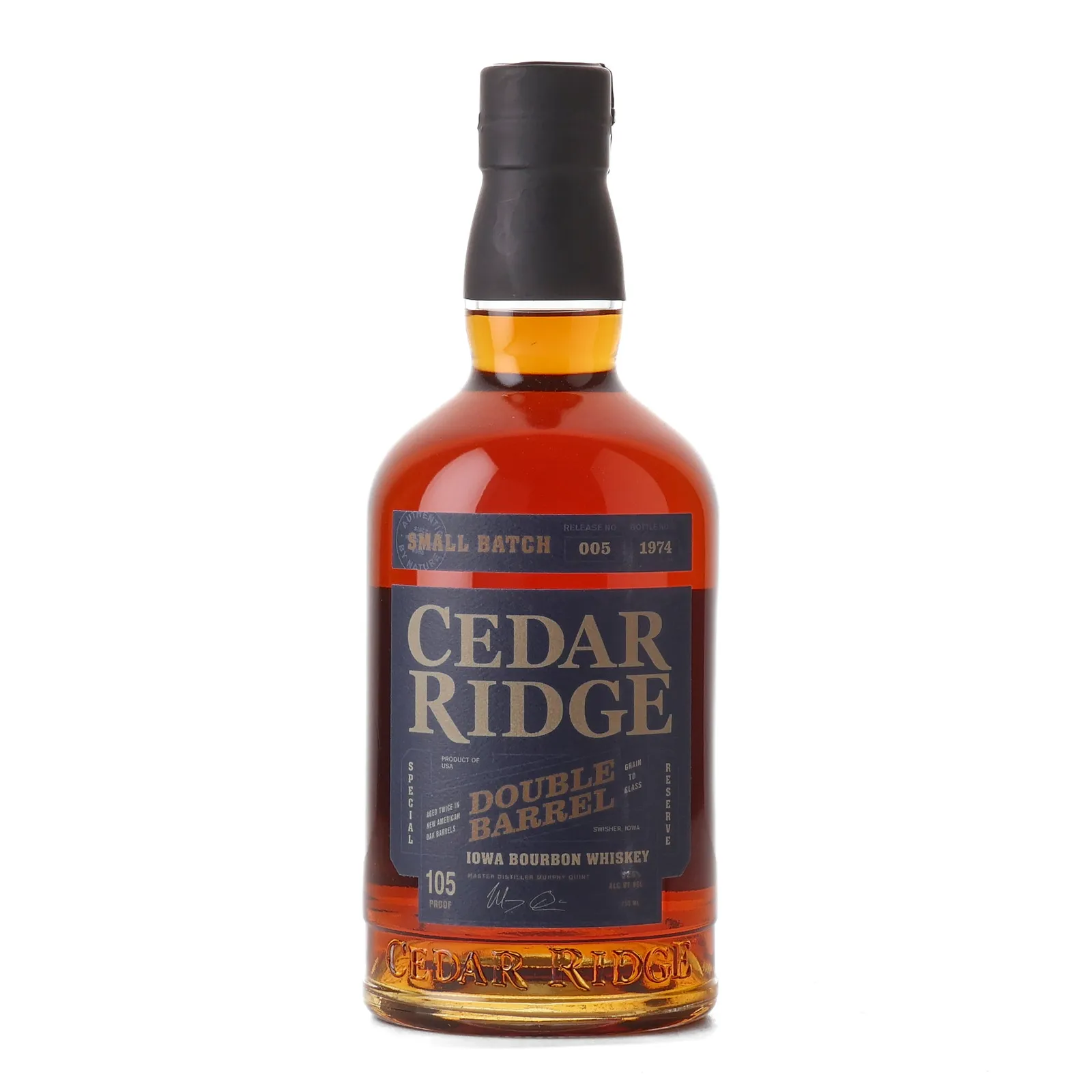 Cedar Ridge Double Barrel Bourbon, New Charred American Oak Cask, Batch No. 005, 52.5% whisky bottle