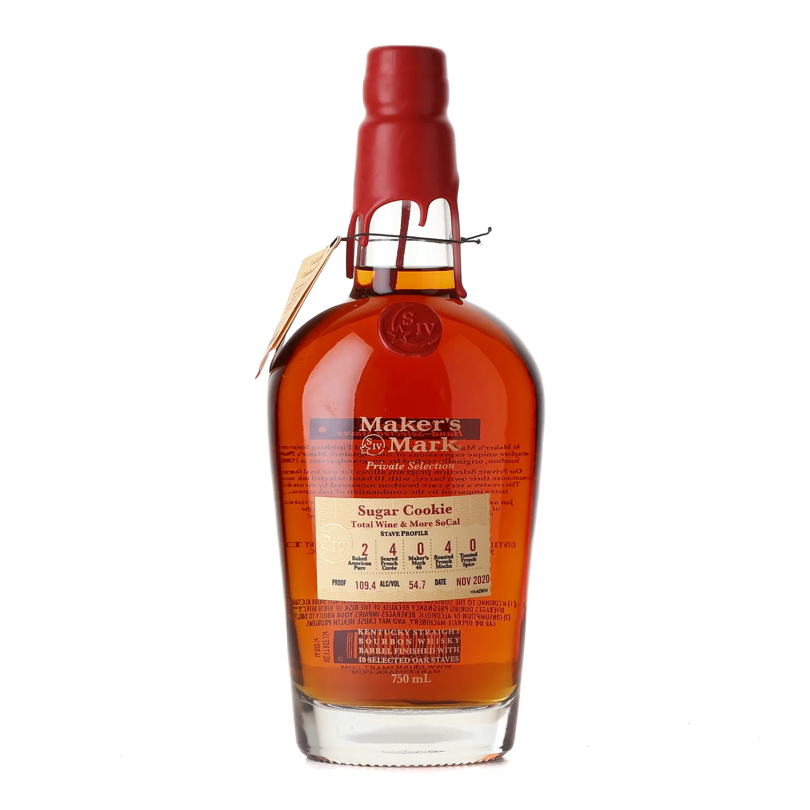 Maker's Mark Private Selection Sugar Cookie Total Wine & More SoCal, 2020, 54.7% whisky bottle
