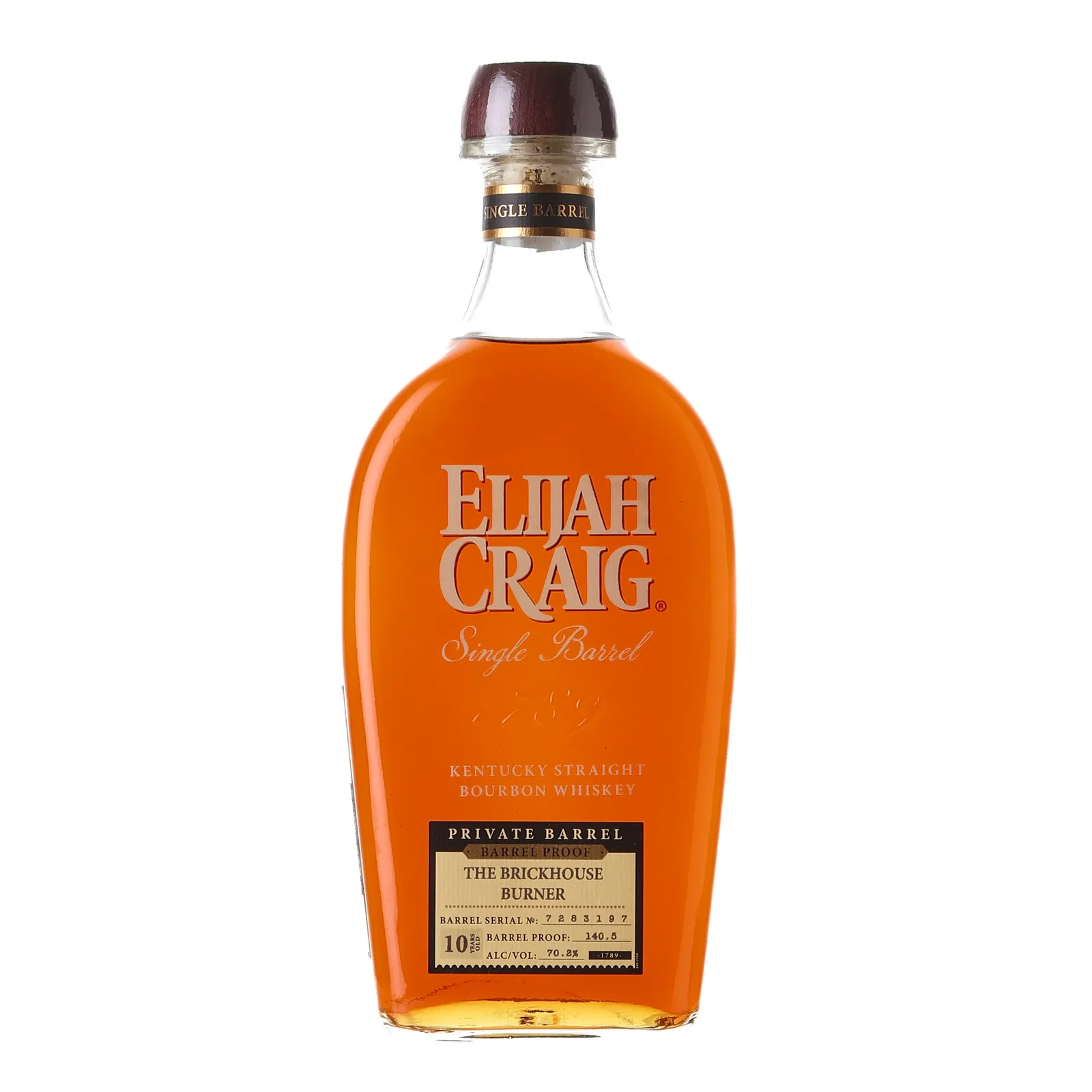 Elijah Craig Barrel Proof 10 Year Old, New Charred Oak Cask, Cask #7283197, Batch No. HAZMAT, 70.2% whisky bottle