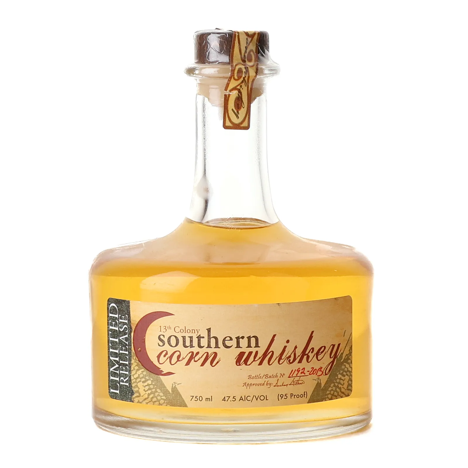 Thirteenth Colony Southern Corn Whiskey, 2013, 47.5% whisky bottle