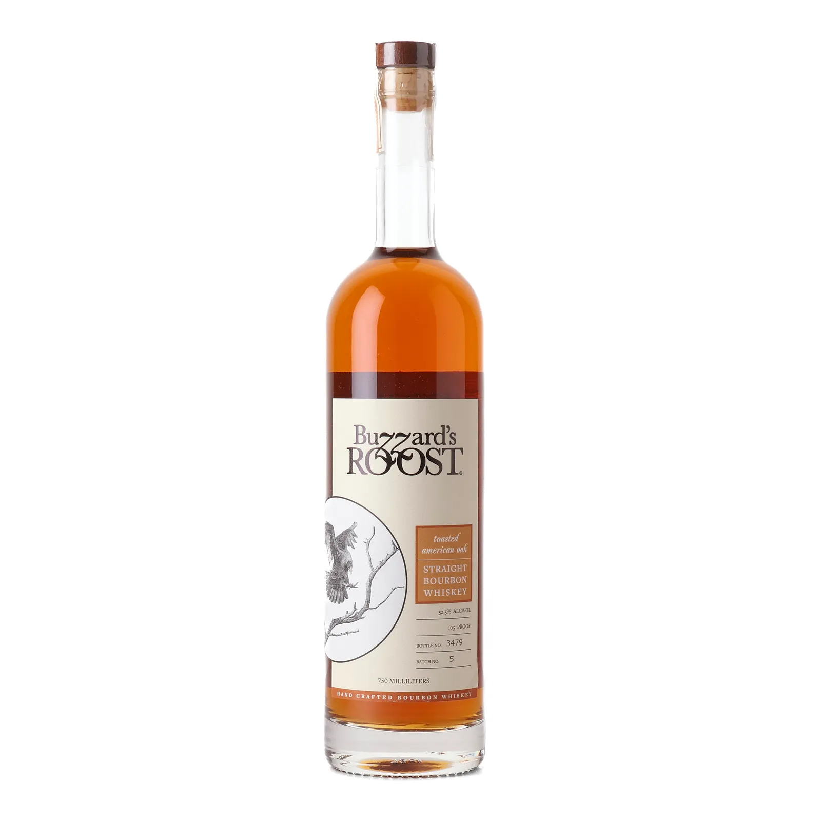 Buzzard's Roost Toasted American Oak Bourbon, American Oak Cask, Batch No. 5, 52.5% whisky bottle