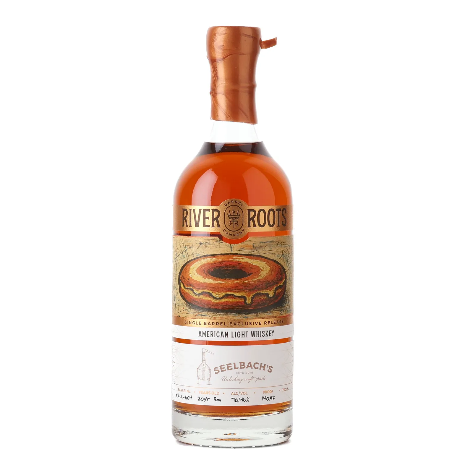 River Roots American Light Whiskey 20 Year Old, Cask #XR-L-A04, River Roots Barrel Company, 70.46% whisky bottle