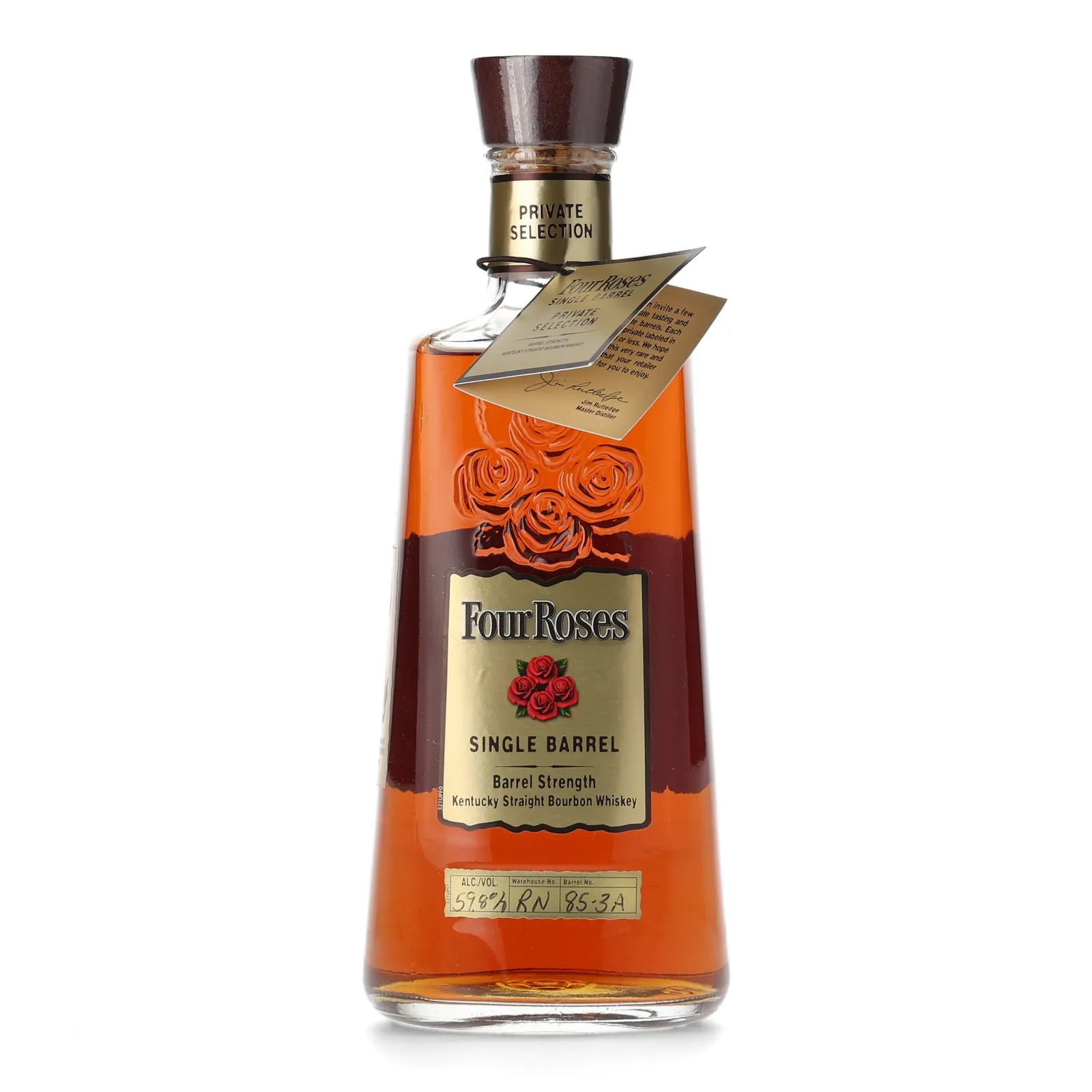 Four Roses Barrel Strength OESQ 8 Year Old, New Charred Oak Cask, Cask #RN 85-3A, Batch No. 1789b Paws & Claws Selection #5, 59.8% whisky bottle