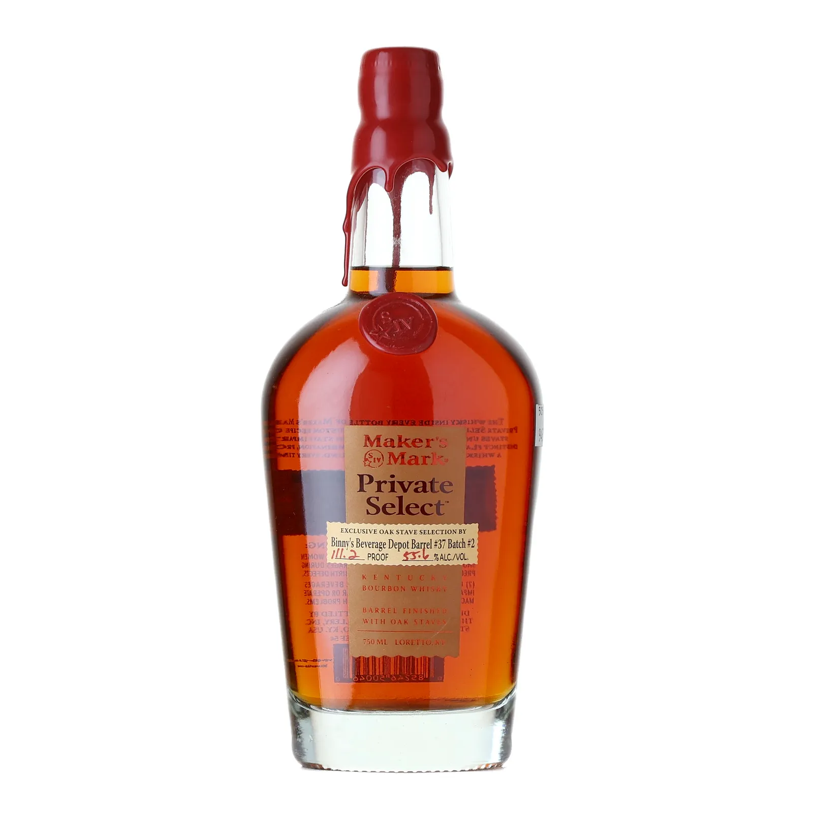 Maker's Mark Private Select Binny's Beverage Depot, Cask #37, Batch No. 2, 55.6% whisky bottle