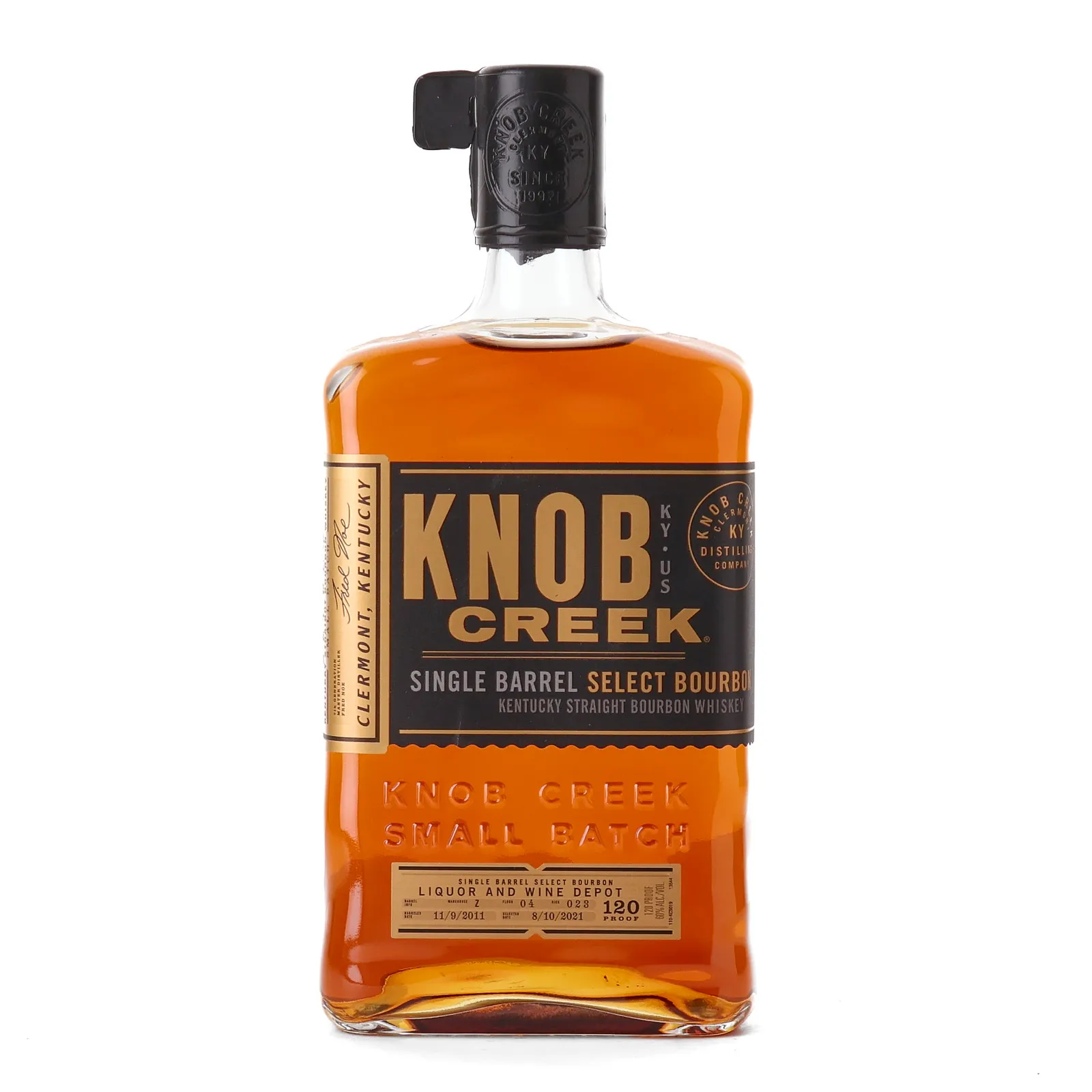 Knob Creek Single Barrel Select 'Liquor & Wine Depot' Private Barrel Selection 10 Year Old, New Charred American Oak Cask, 2021, 60% whisky bottle