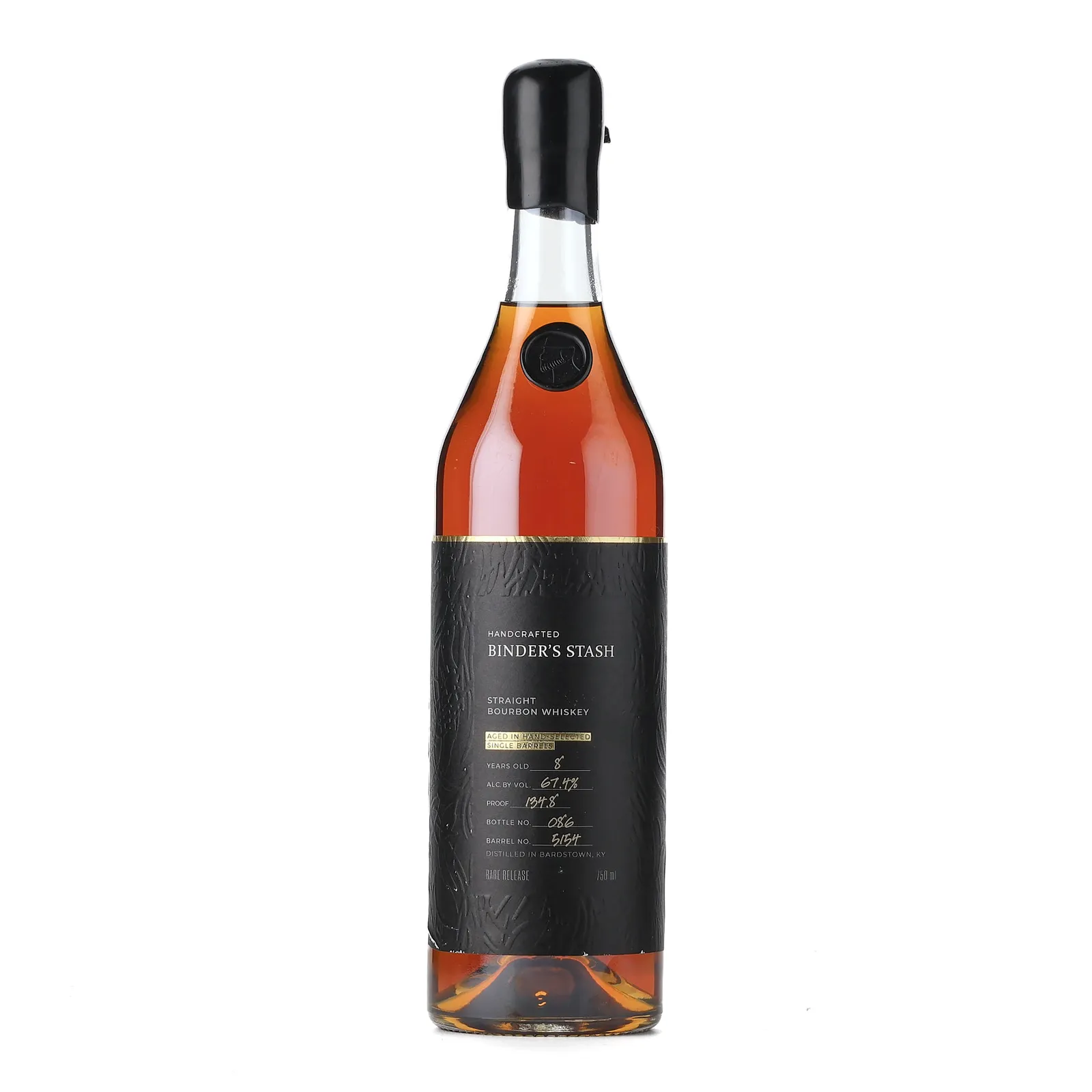 Binder's Stash Bluegrass Black Private Barrel Selection 8 Year Old, Barrel Cask, Cask #5154, 67.4% whisky bottle