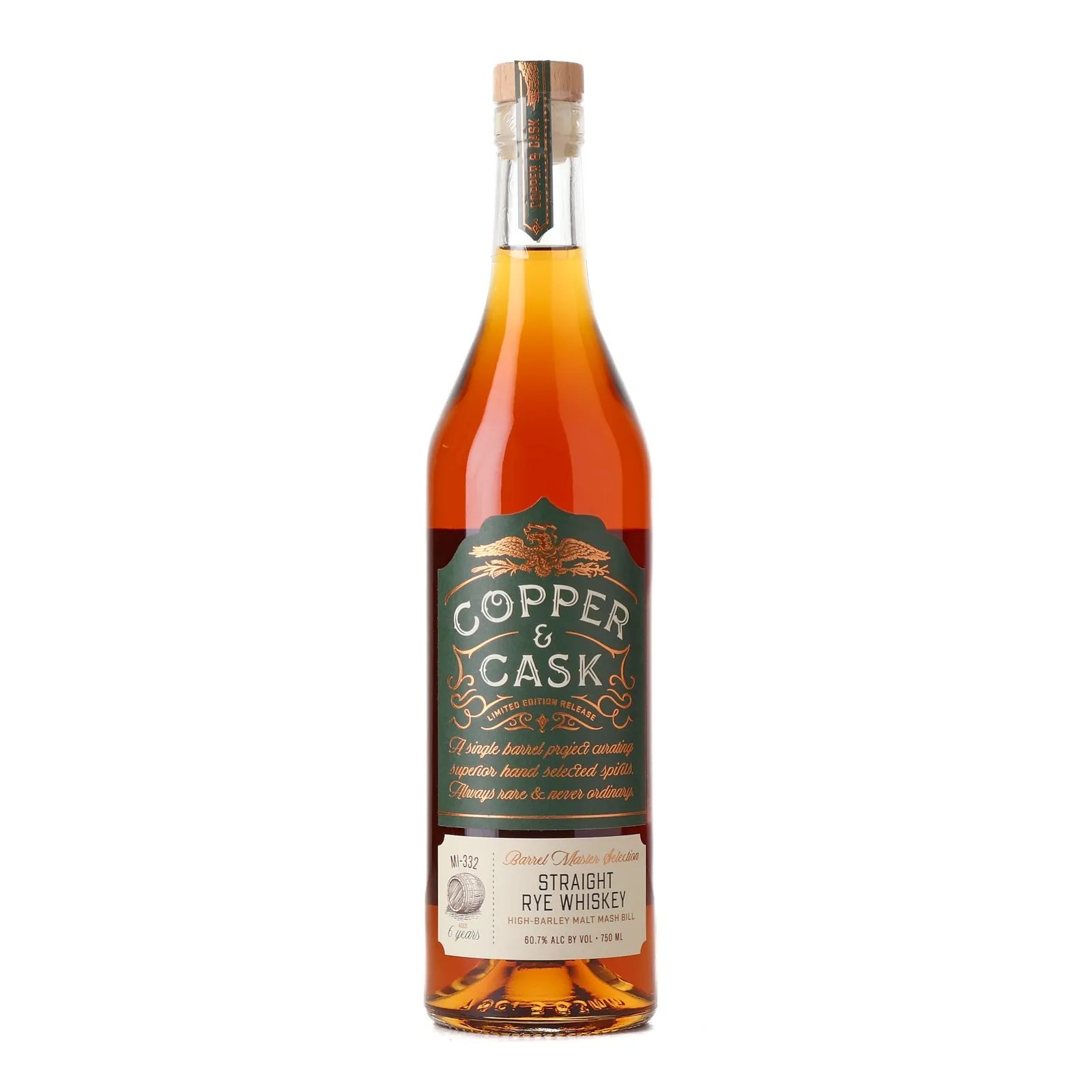 Copper & Cask Straight Rye Barrel Master Selection 6 Year Old, Cask #MI-332, 2016, Copper & Cask, 60.7% whisky bottle