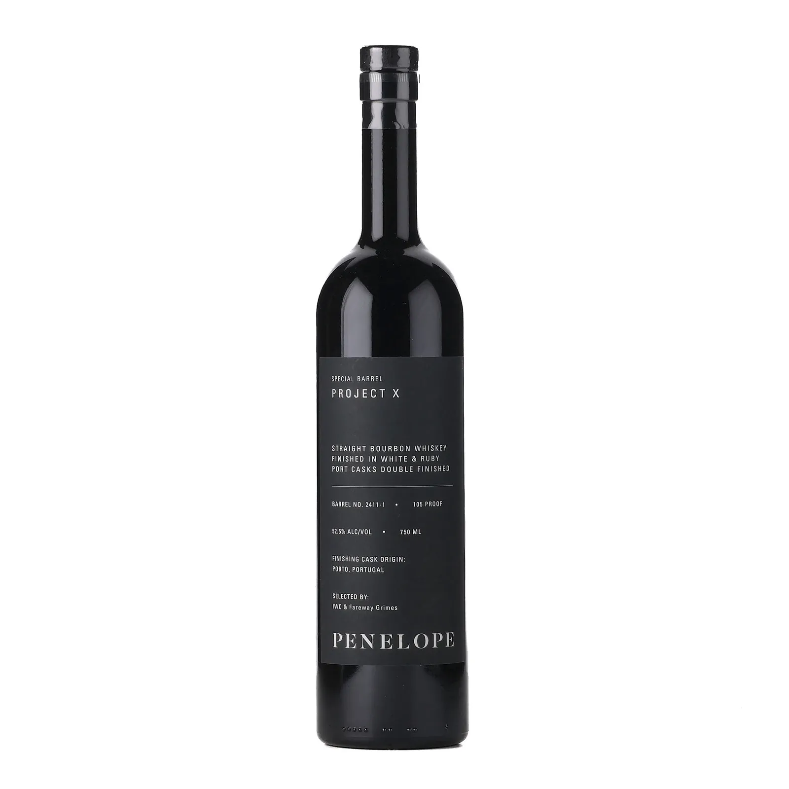 Penelope Project X 'IWC & Fareway Grimes' Private Barrel Selection, Ruby Port & White Cask, Cask #2411-1, 52.5% whisky bottle