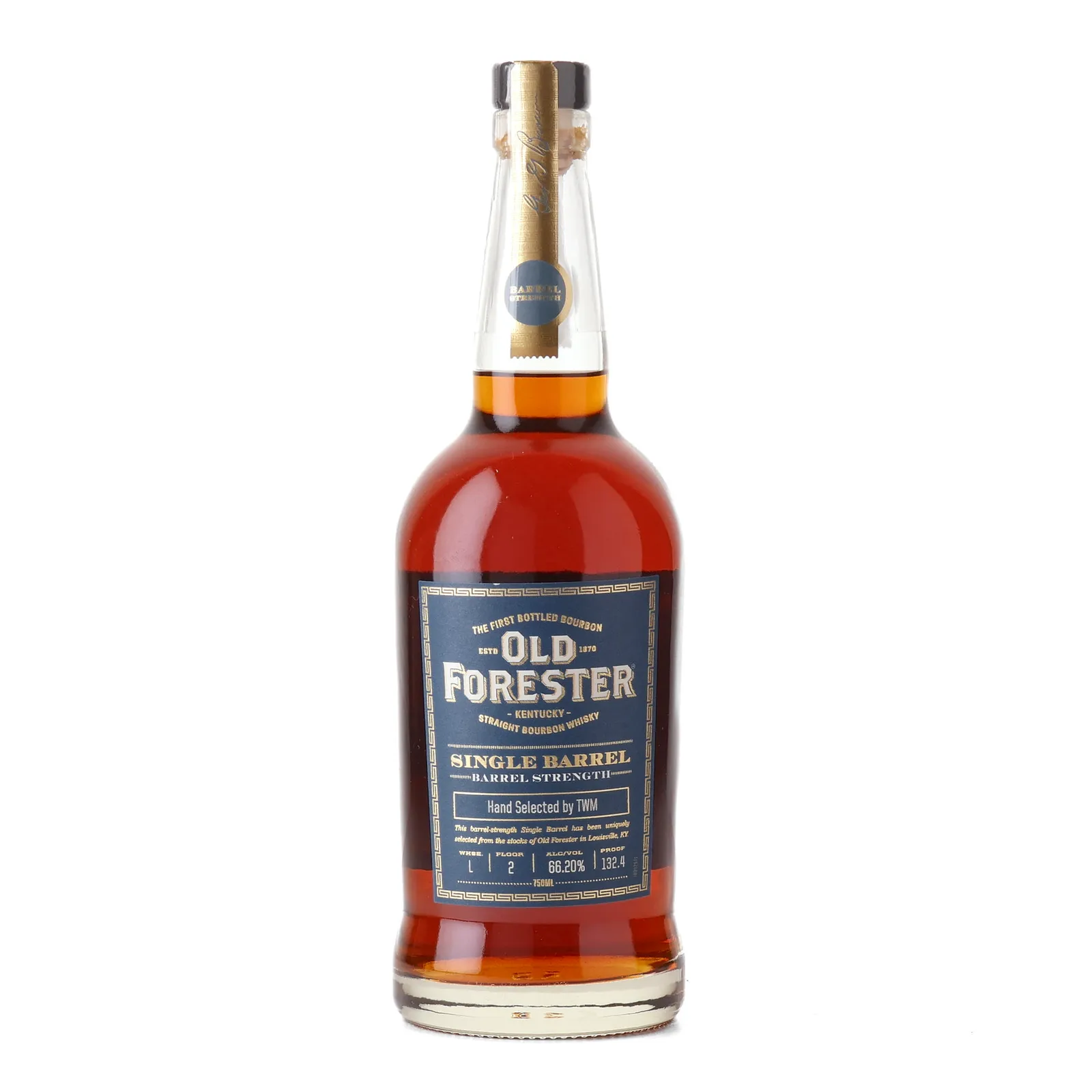 Old Forester Single Barrel Barrel Strength 'Hand Selected by TWM', 66.2% whisky bottle