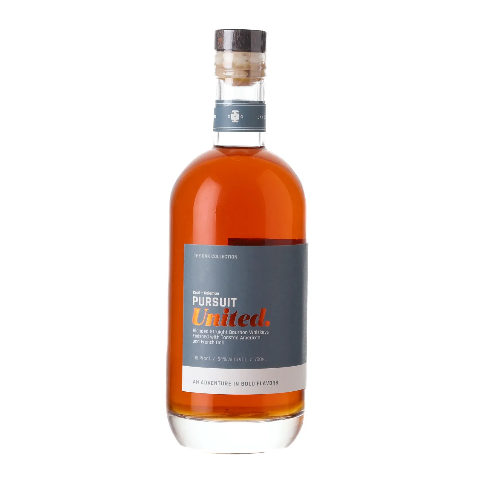 Pursuit Spirits Pursuit United The Oak Collection Blended Straight Bourbon, French Oak & Toasted American Cask, Batch No. 4CD, 2023, 54% whisky bottle
