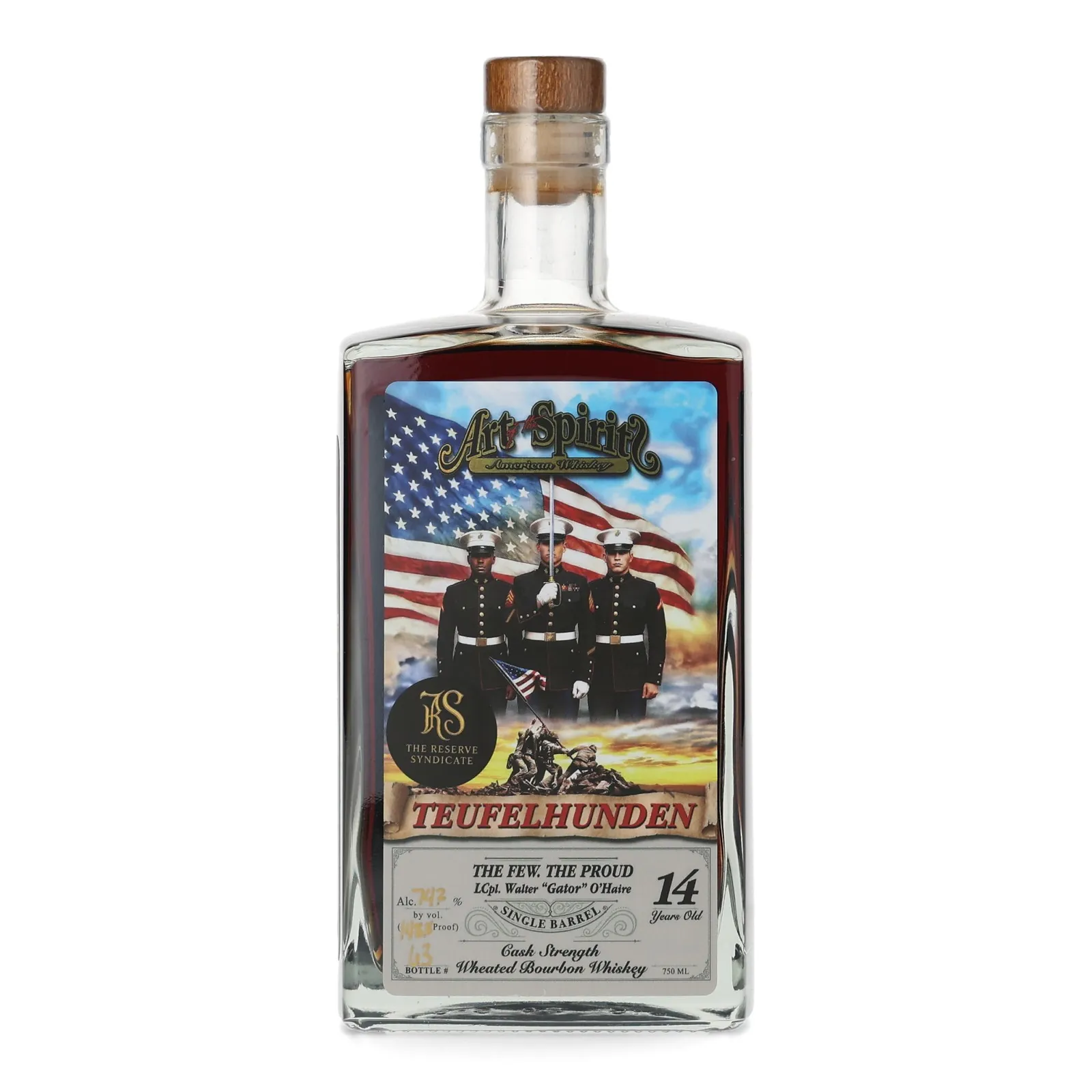Art of the Spirits Teufelhunden 14 Year Old, Wheated Bourbon Cask, The Reserve Syndicate, 74.4% whisky bottle