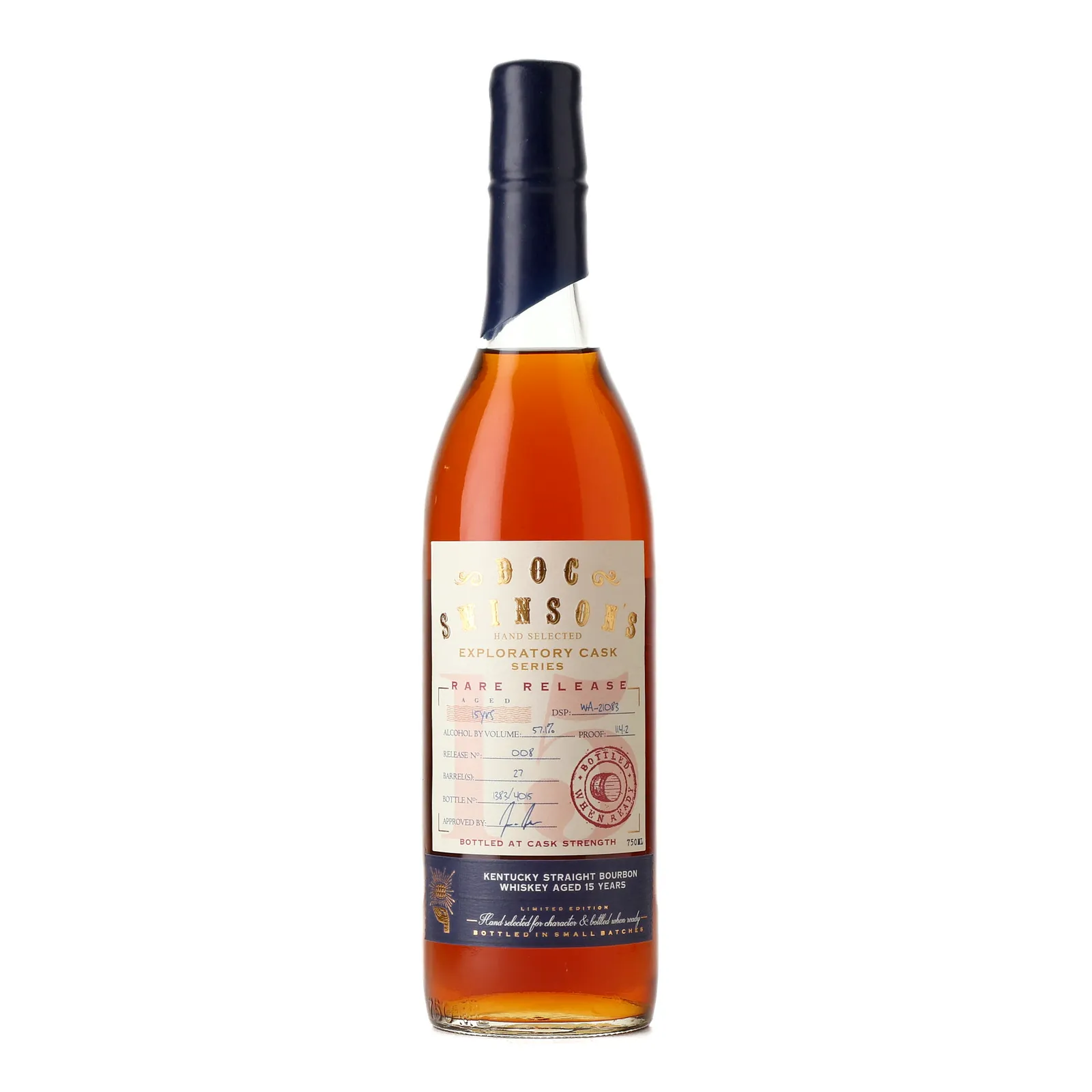 Doc Swinson's Exploratory Cask Series Rare Release 15 Year Old, Release No. 008, 2004, Distillers Way, 57.1% whisky bottle