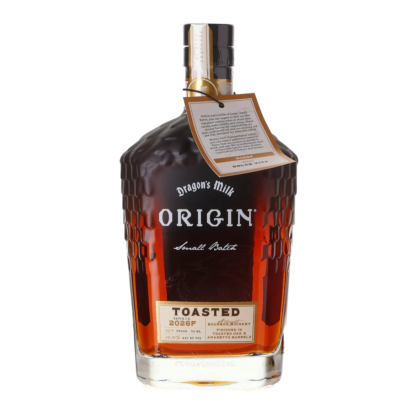 Dragon's Milk Origin Toasted Barrel Dolce Vita 5 Year Old, Amaretto & Toasted Oak Cask, Batch No. 2026F, 58.95% whisky bottle