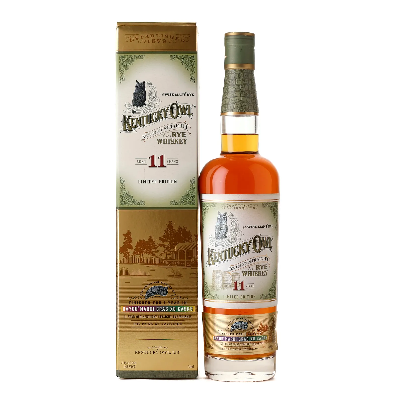 Kentucky Owl Bayou Mardi Gras XO Cask Finished 11 Year Old, Rum Cask, 51.4% whisky bottle