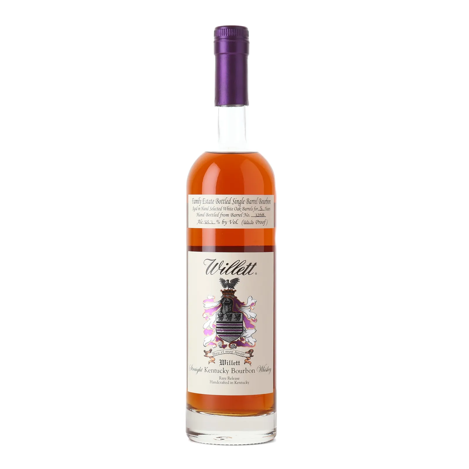 Willett Family Estate 'Old Town Liquors' Private Barrel Selection 5 Year Old, New White Oak Cask, Cask #3268, 2018, 58.3% whisky bottle