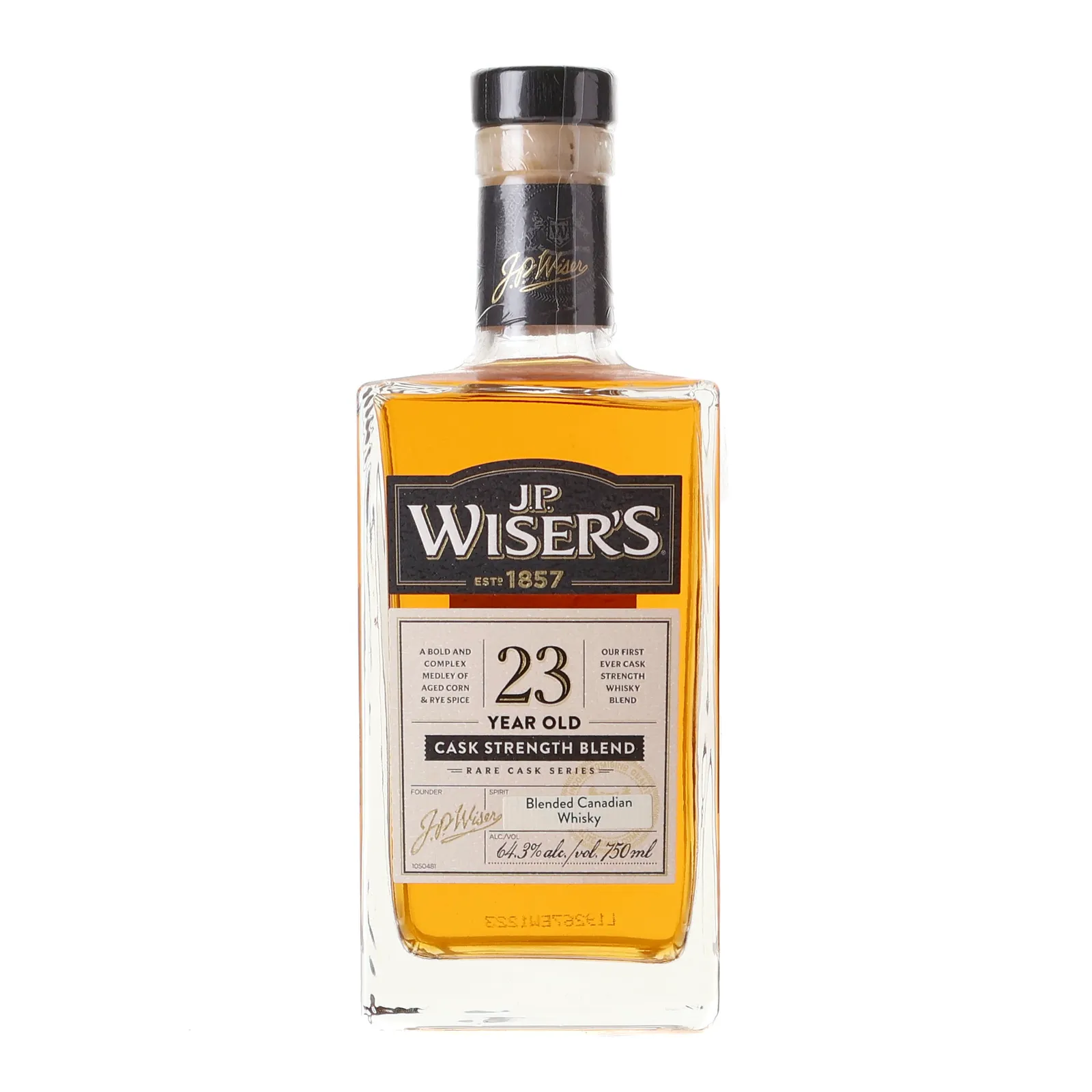 J.P. Wiser's Cask Strength Blend 23 Year Old, 64.3% whisky bottle