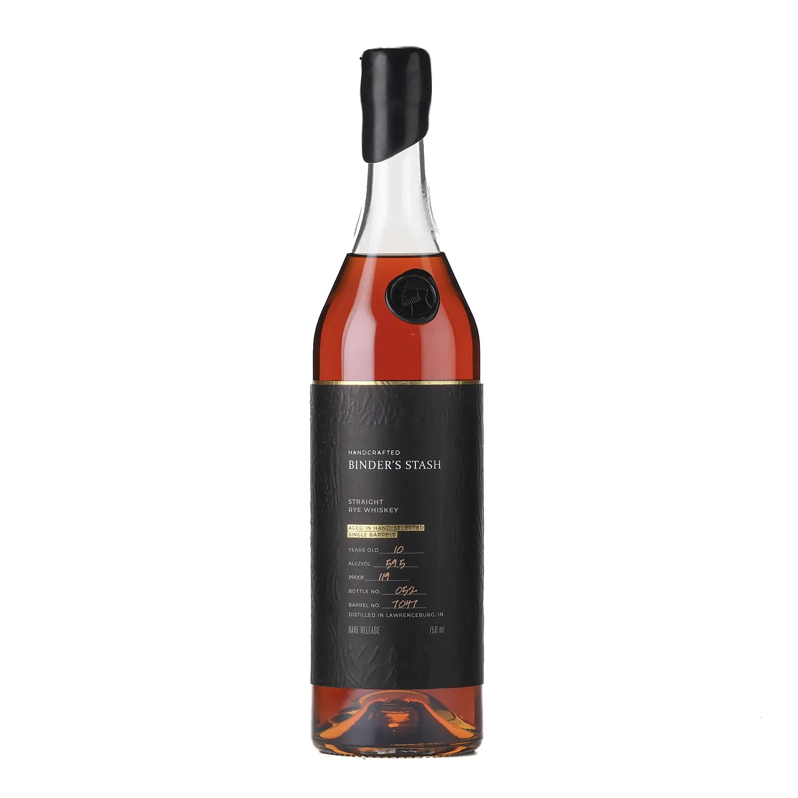 Binder's Stash 10 Year Rye 'Chosen Few' Private Barrel Selection 10 Year Old, Cask #7047, Stoddard Spirits, 59.5% whisky bottle
