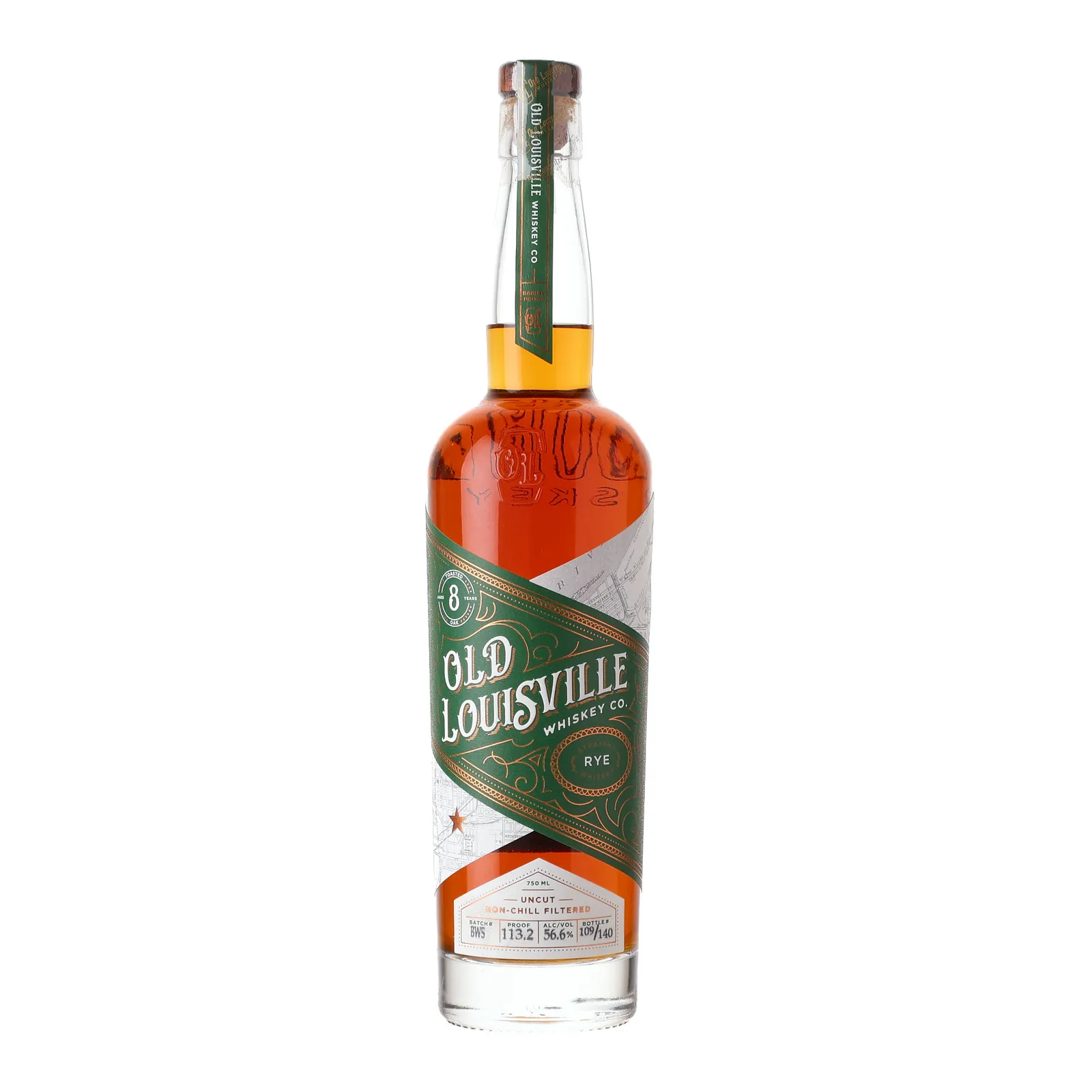 Old Louisville Straight Rye 8 Year Old, Toasted Oak Cask, Batch No. BW5, Old Louisville Whiskey Co., 56.6% whisky bottle