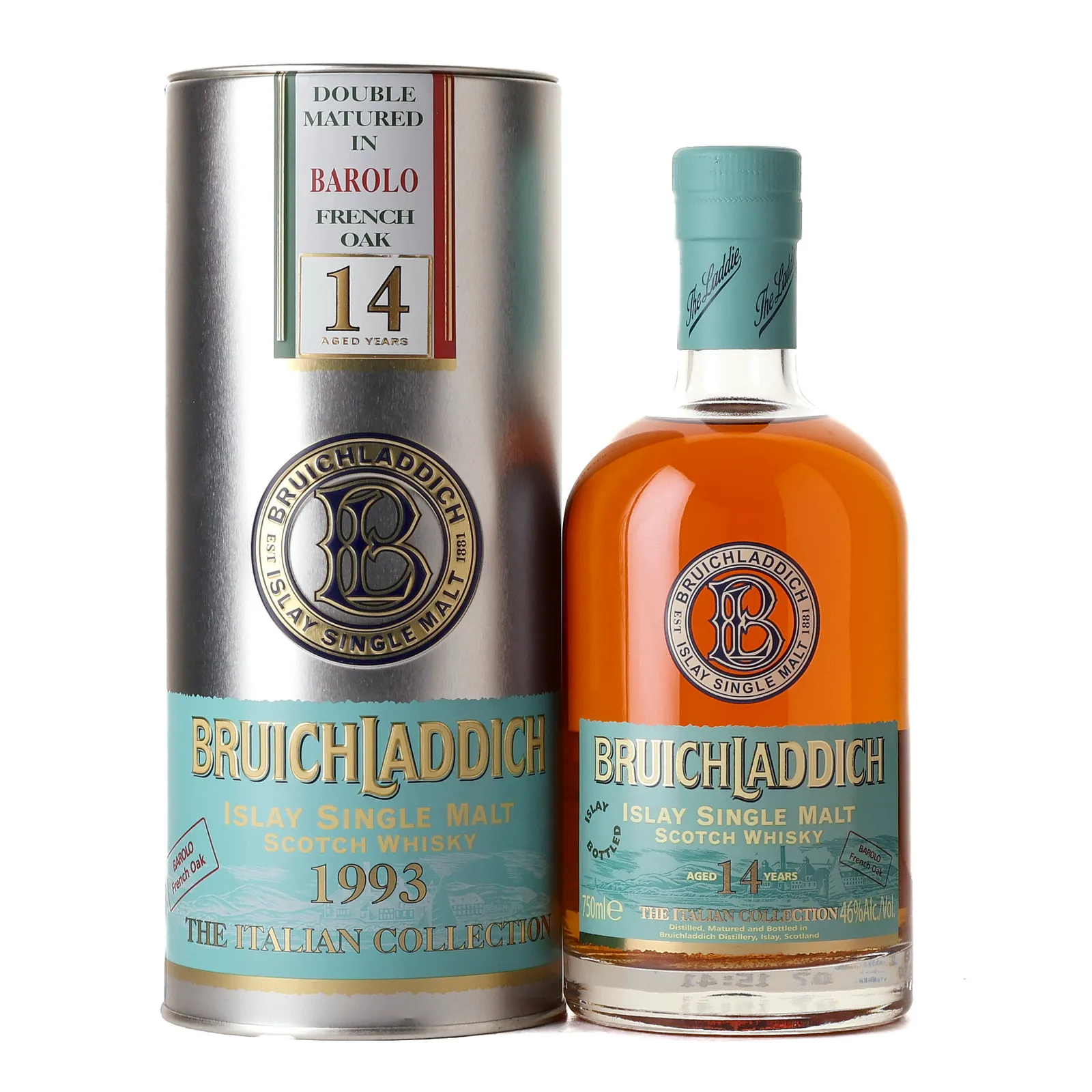 Bruichladdich The Italian Collection Barolo French Oak 14 Year Old, Barolo & French Oak Cask, 2007, 46% whisky bottle