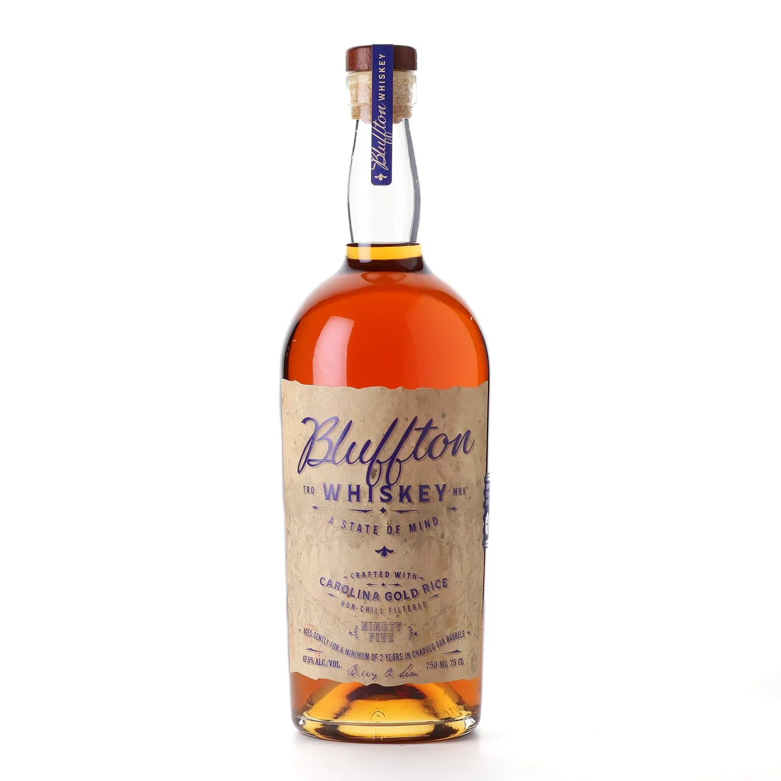 Bluffton Whiskey 2 Year Old, Charred Oak Cask, 47.5% whisky bottle