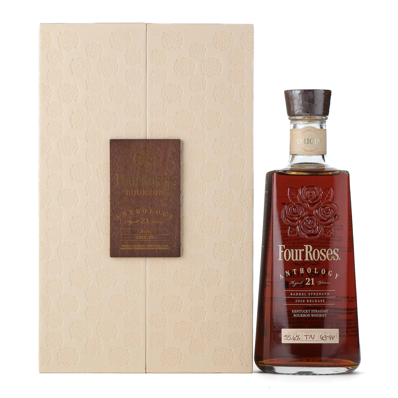 Four Roses Anthology Chapter 1: Origin 21 Year Old, New Charred Oak Cask, Cask #63-4V, TN 63-4V, 2026, 55.6% whisky bottle