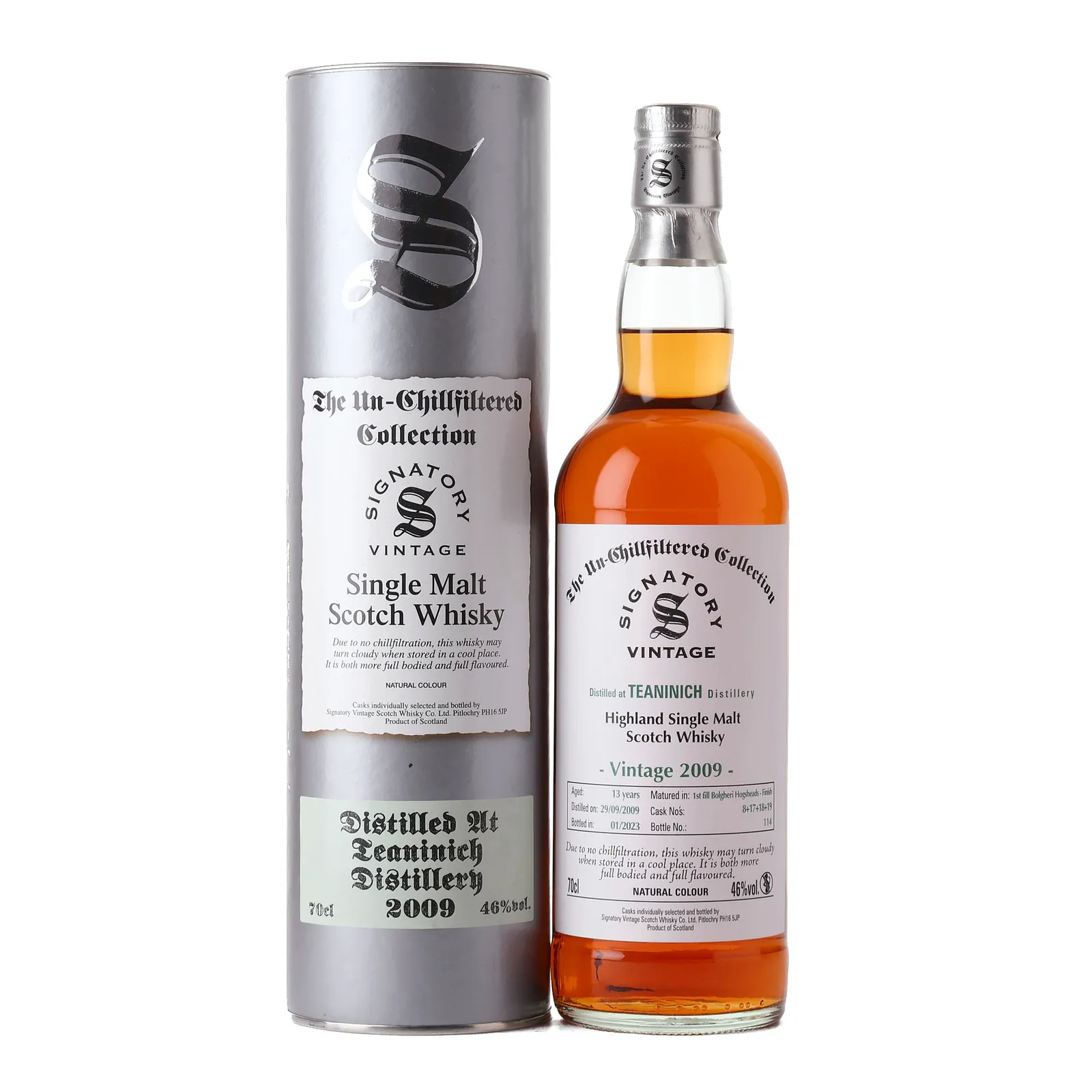 Teaninich The Un-Chillfiltered Collection 13 Year Old, Cask #13+14+15, 2009, Signatory Vintage, 46% whisky bottle