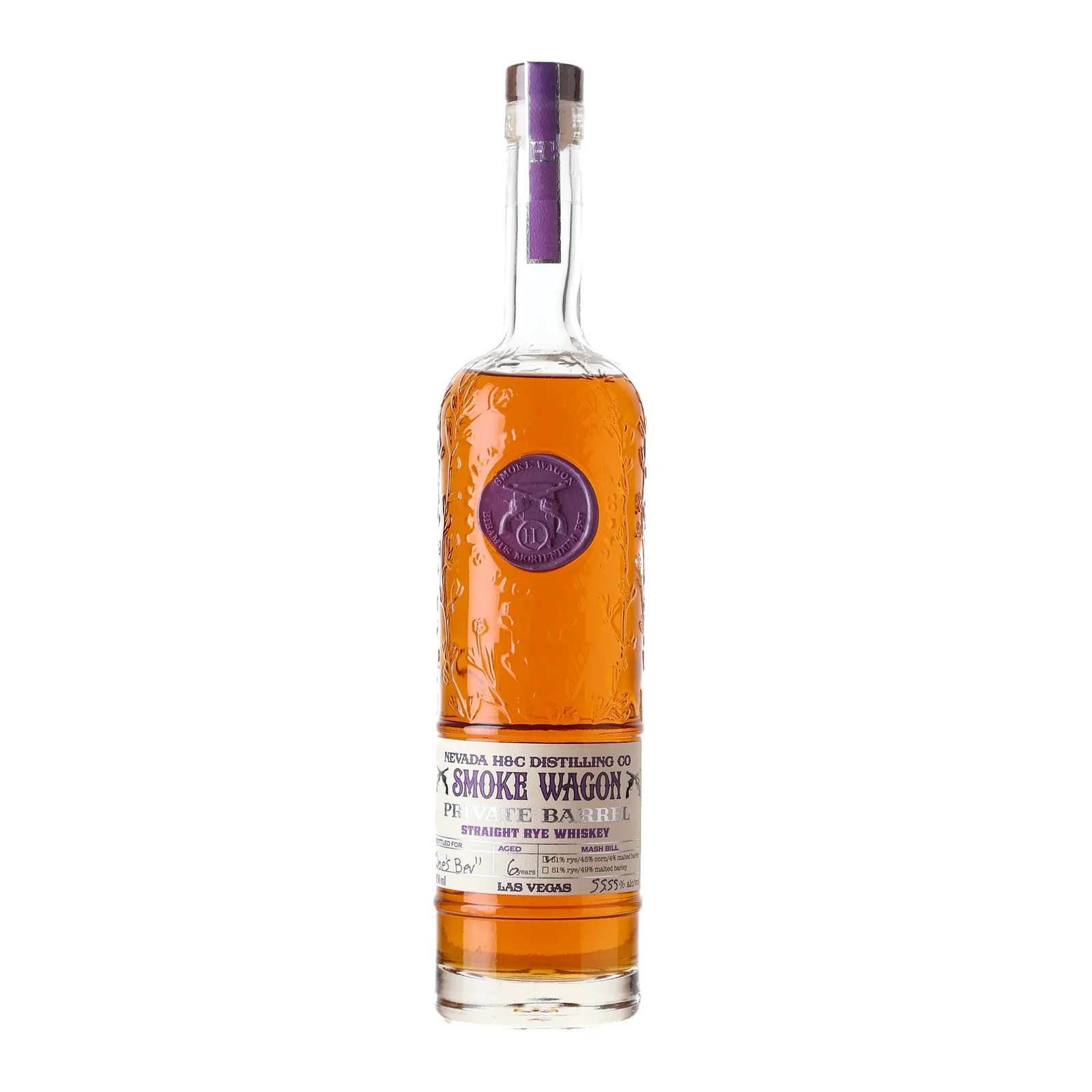 Smoke Wagon Private Barrel Straight Rye Joe's Bev Selection 6 Year Old, 55.55% whisky bottle